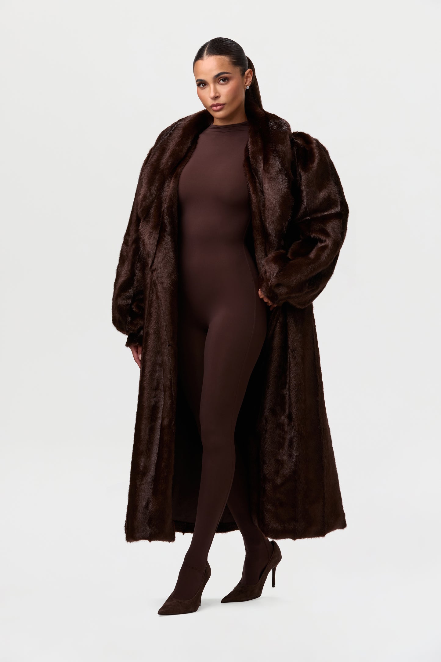 Faux Mink Long Coat