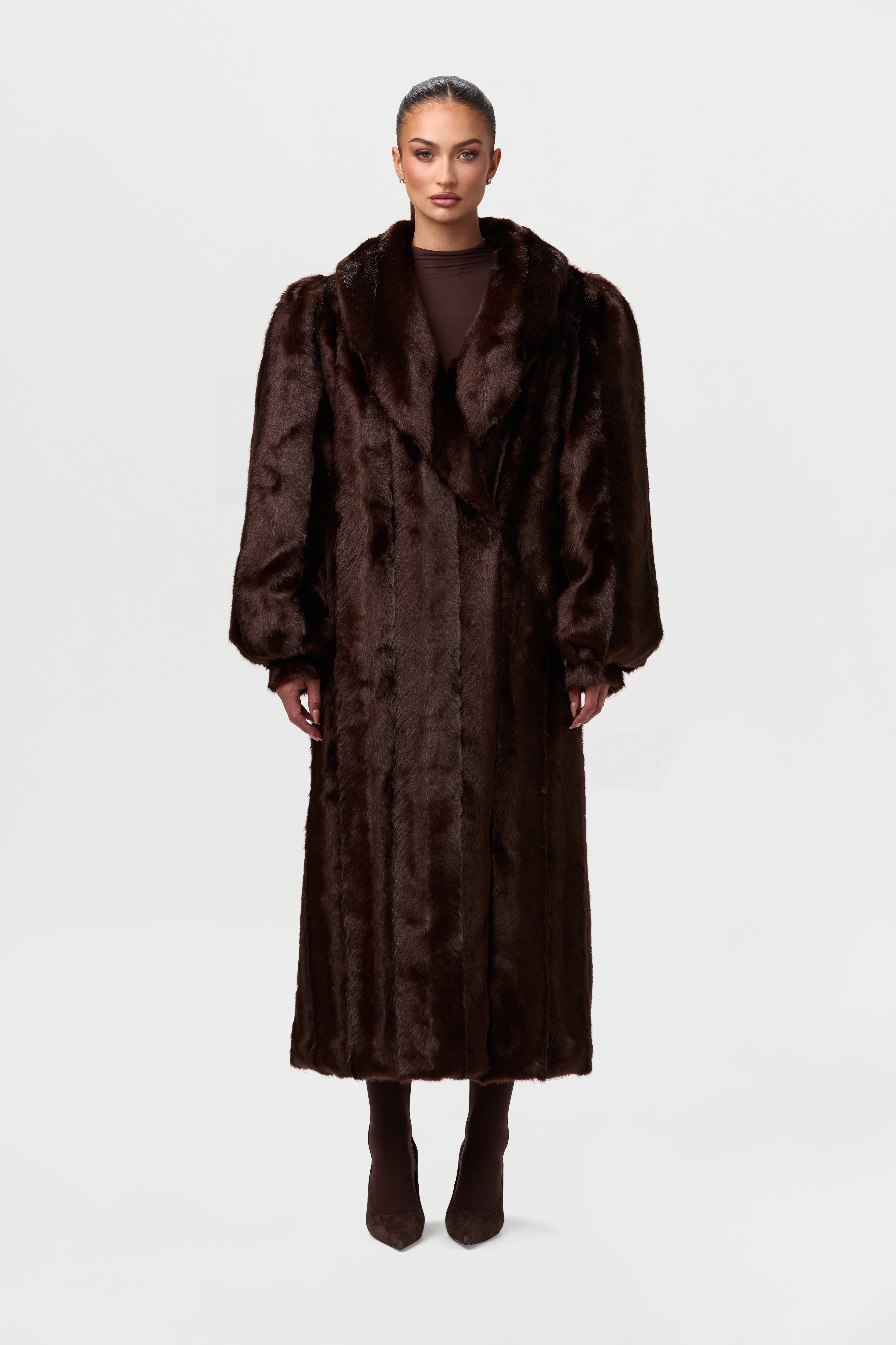 Faux Mink Long Coat