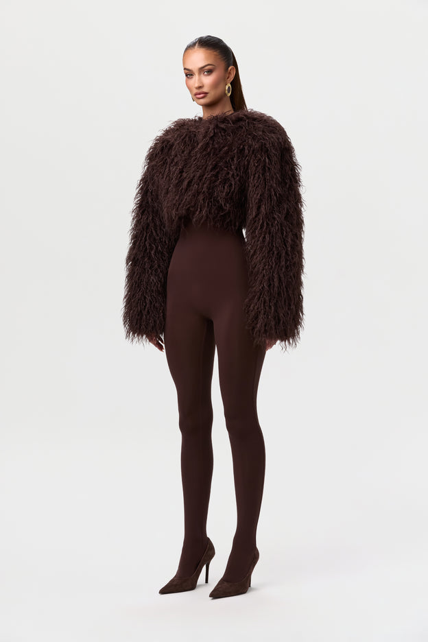 Faux Fur Plush Cropped Jacket