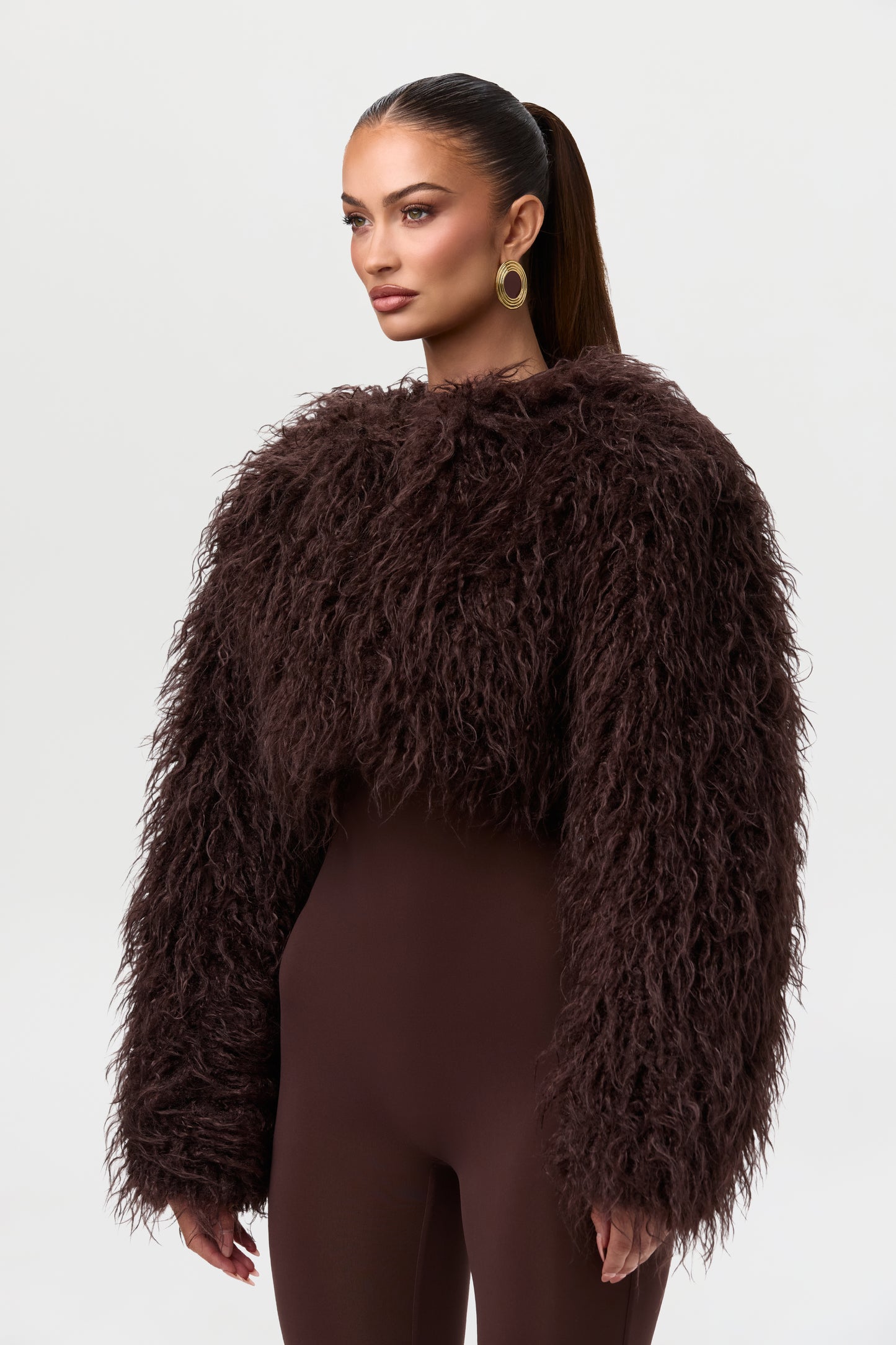 Faux Fur Plush Cropped Jacket