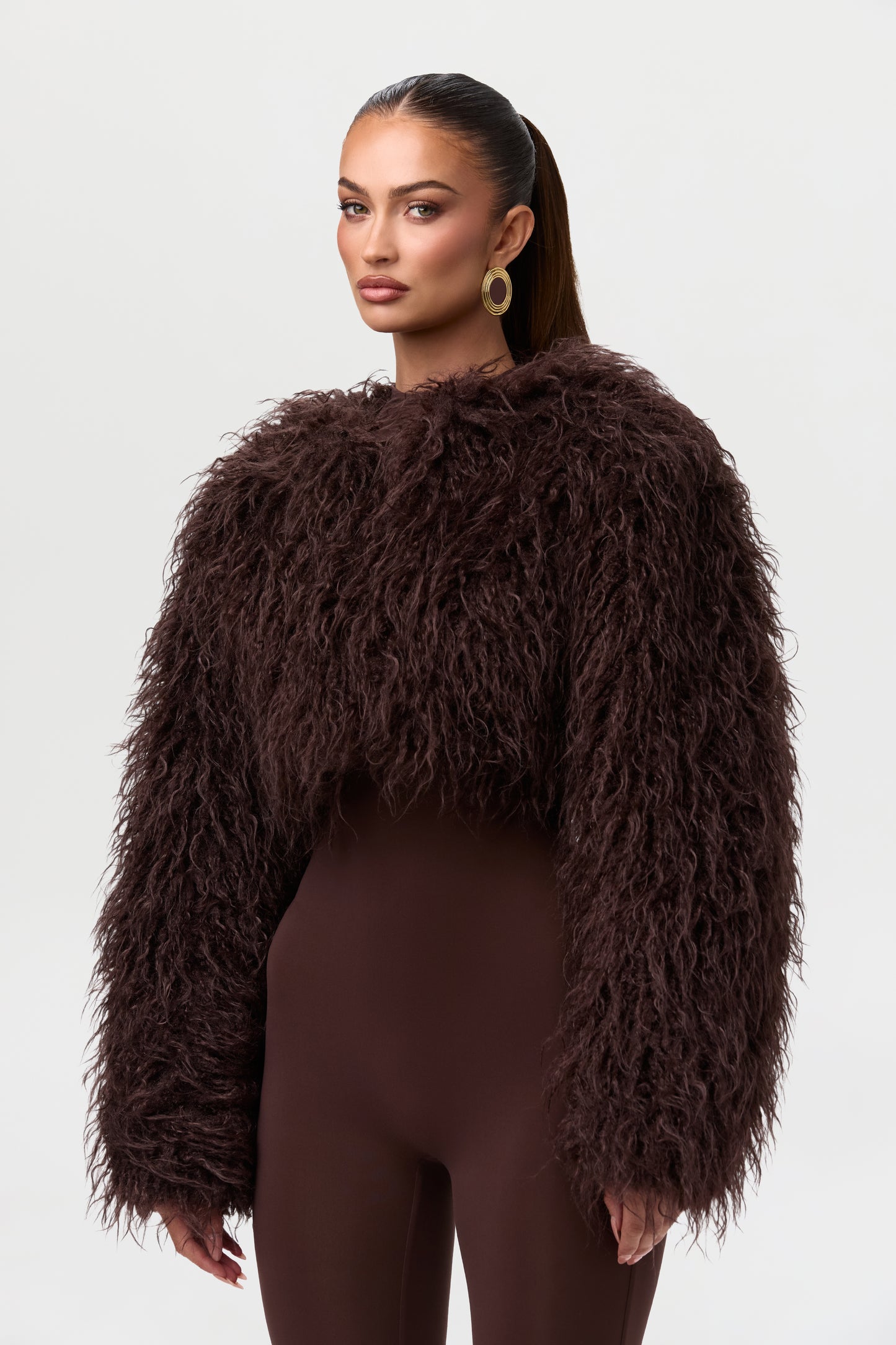 Faux Fur Plush Cropped Jacket