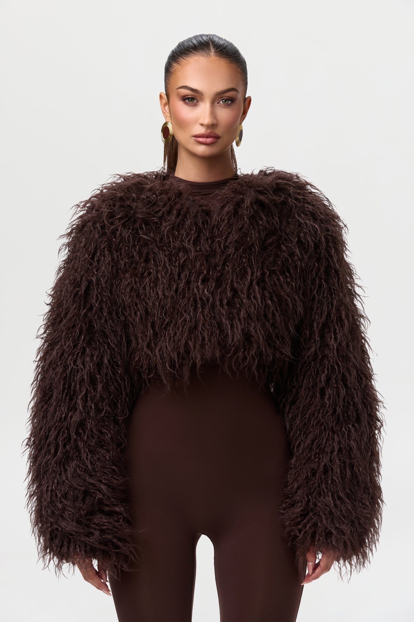 Faux Fur Plush Cropped Jacket