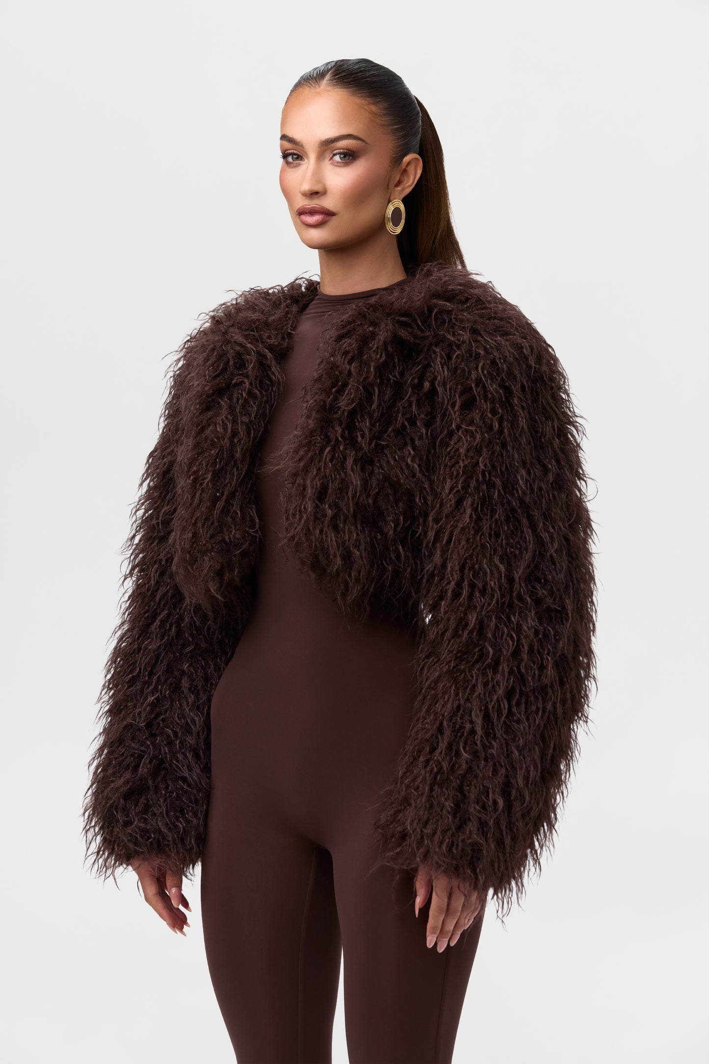 Faux Fur Plush Cropped Jacket