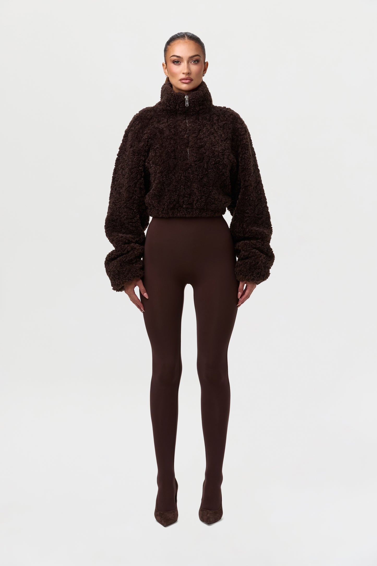 Sherpa Quarter-Zip Cropped Sweater