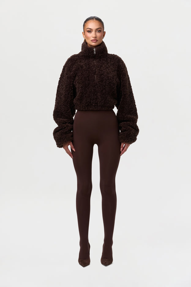 Sherpa Quarter-Zip Cropped Sweater