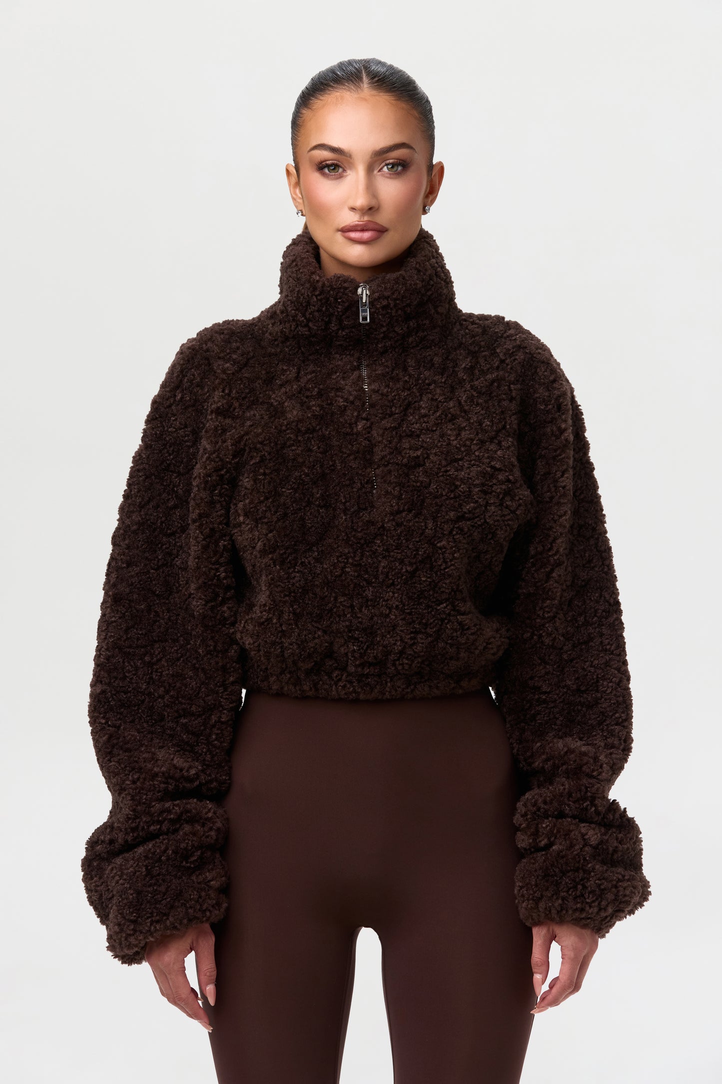 Sherpa Quarter-Zip Cropped Sweater