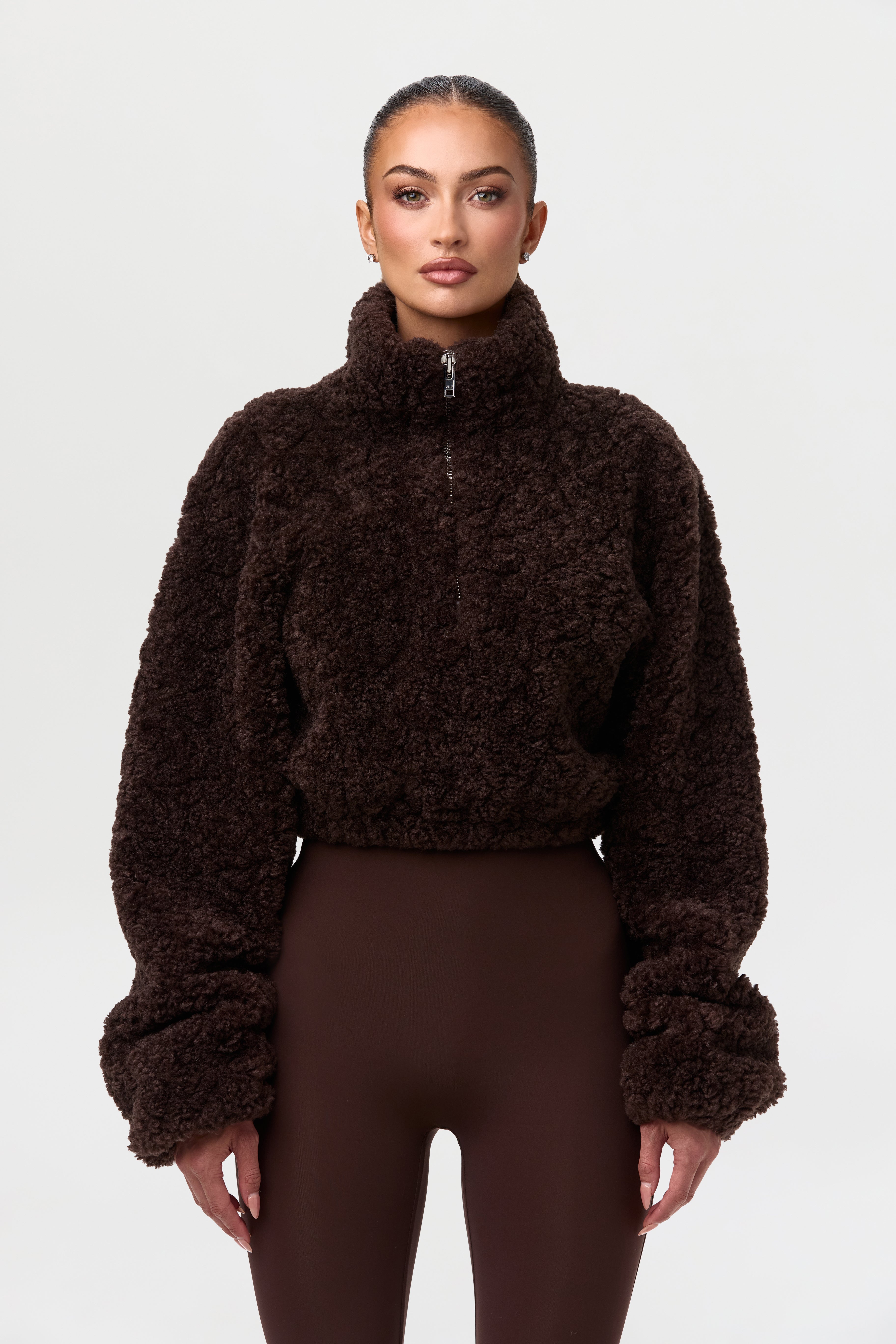 Sherpa Quarter-Zip Cropped Sweater