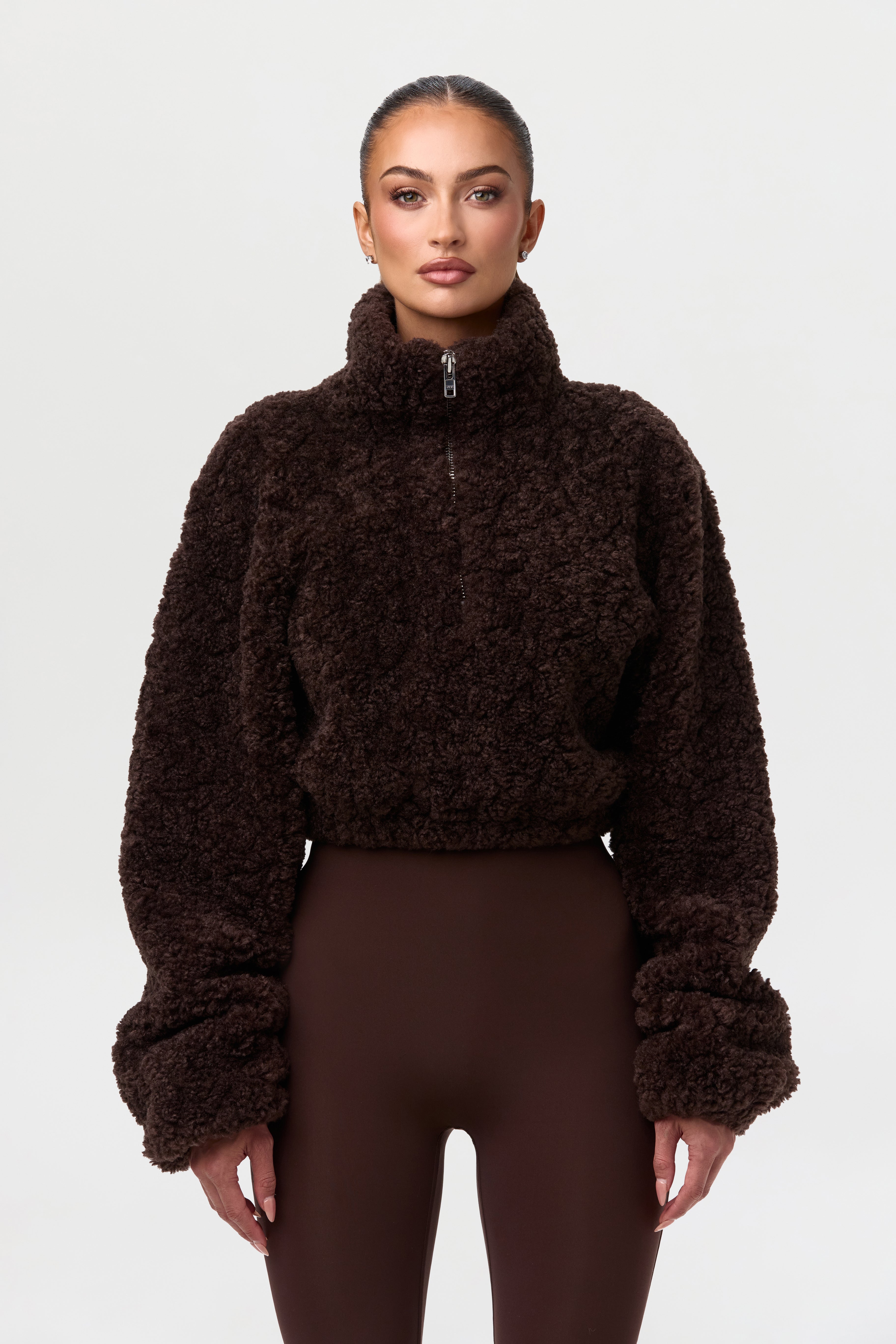 Sherpa Quarter-Zip Cropped Sweater
