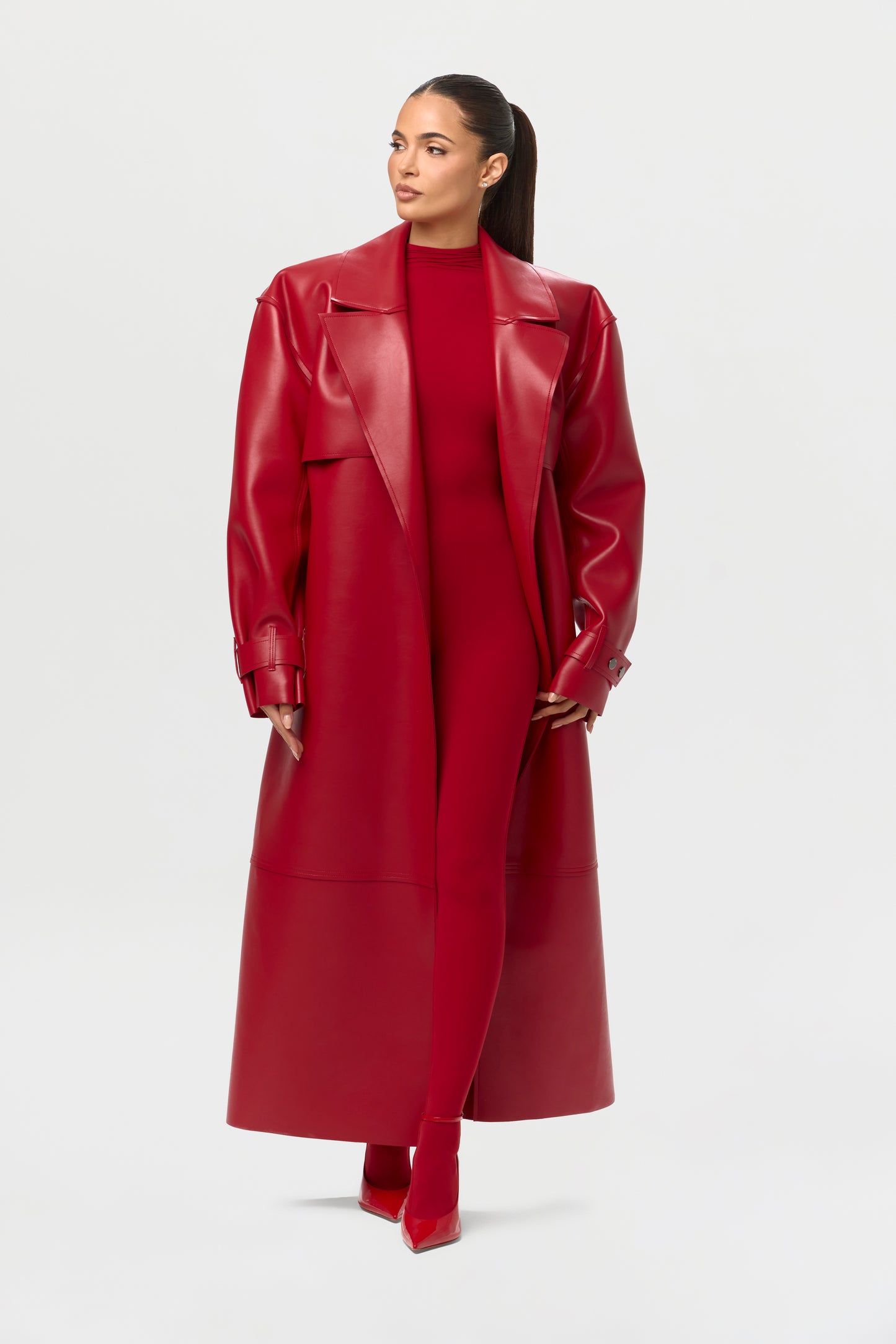 Vegan Leather Trench Coat