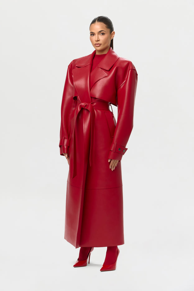 Vegan Leather Trench Coat
