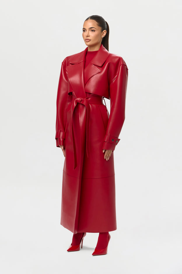 Vegan Leather Trench Coat
