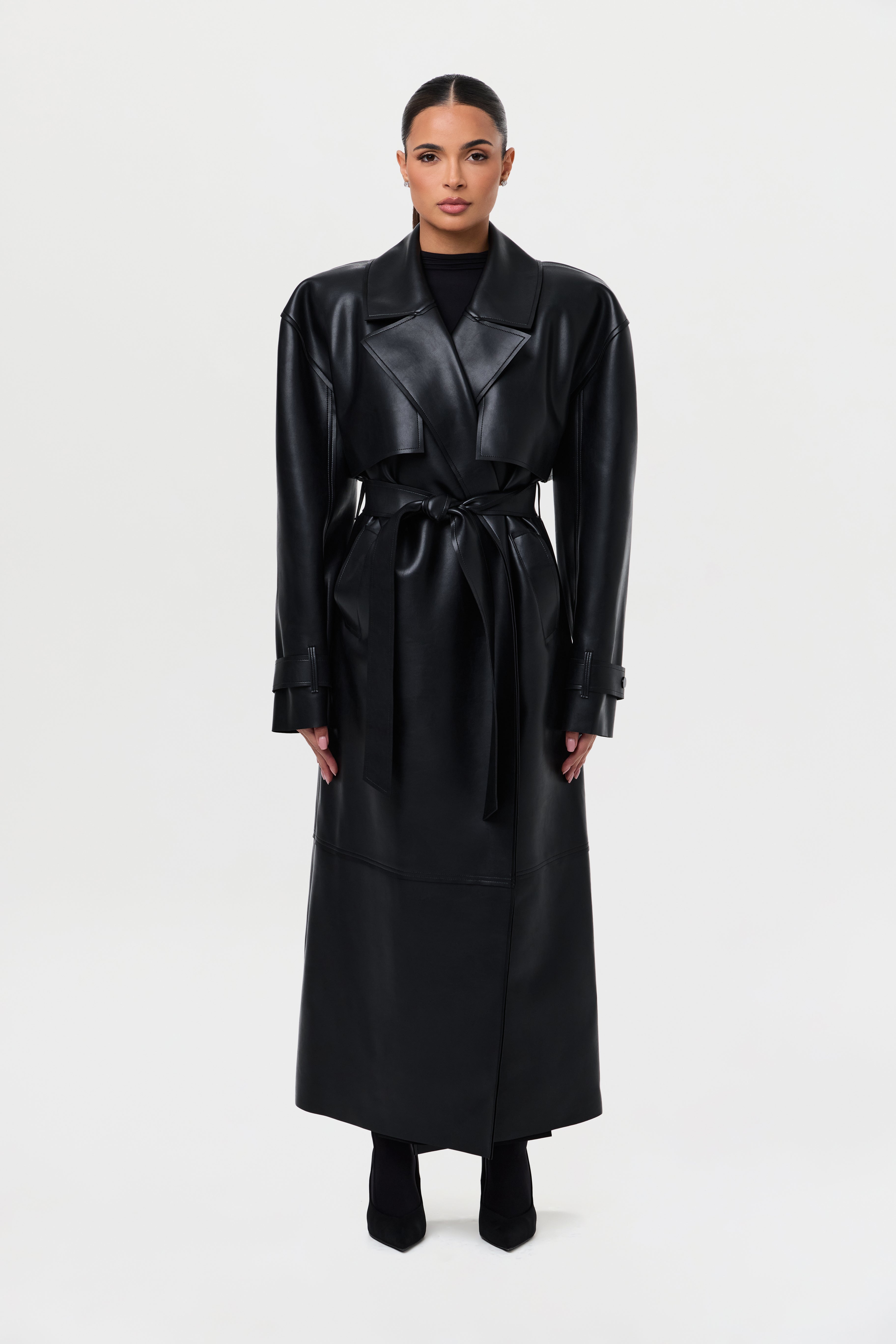 Vegan Leather Trench Coat