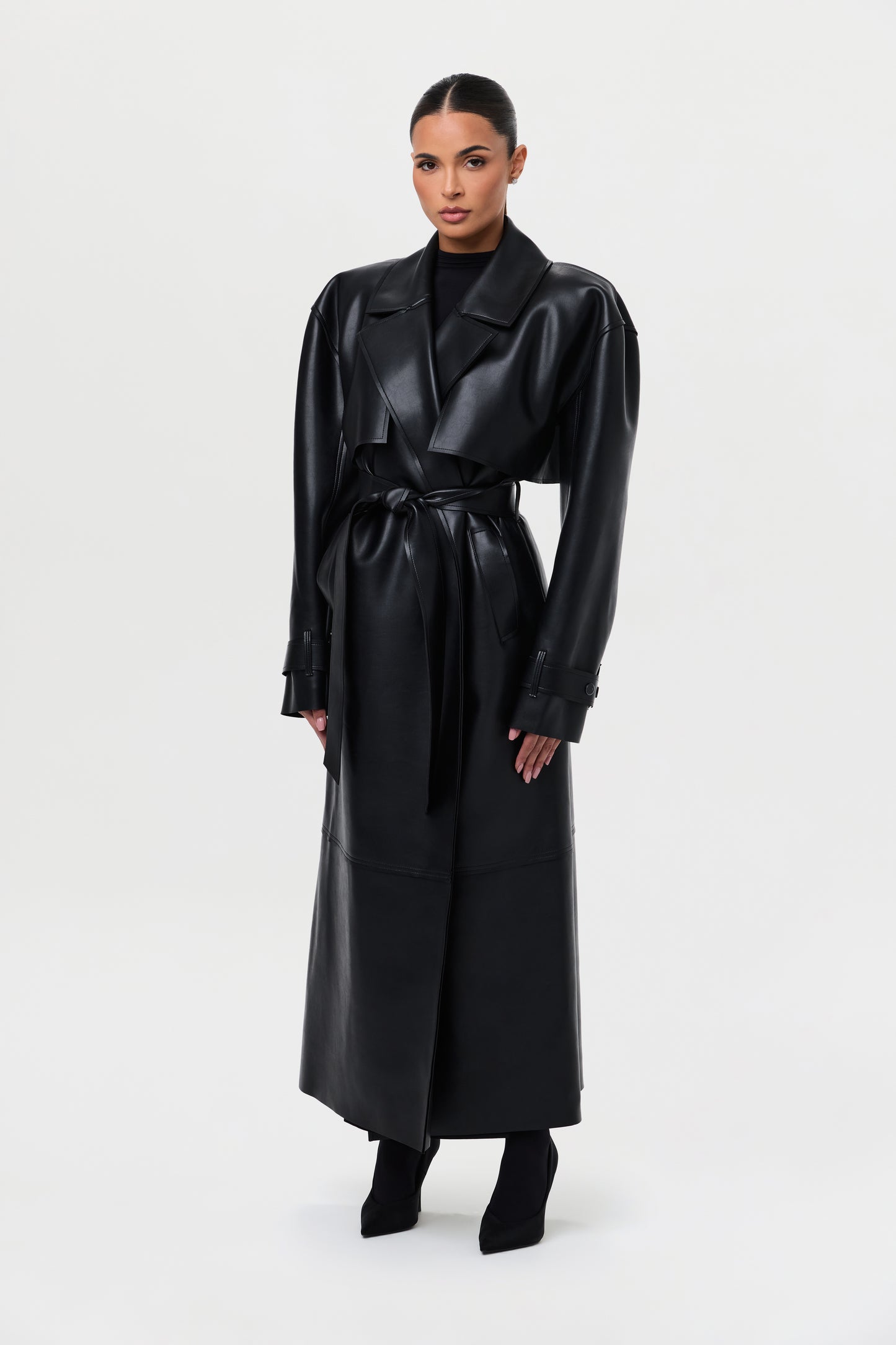 Vegan Leather Trench Coat