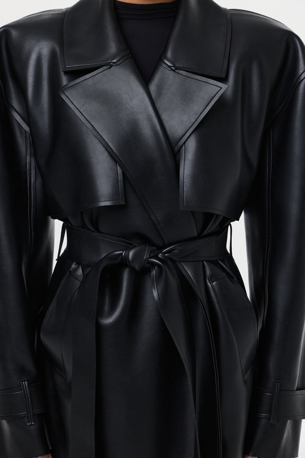 Vegan Leather Trench Coat