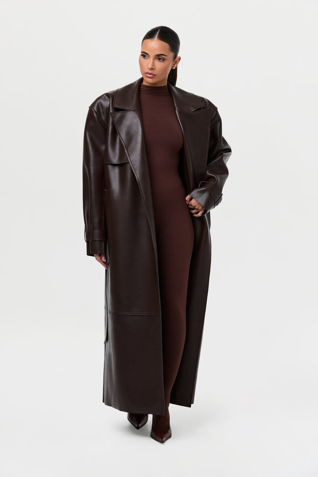 Vegan Leather Trench Coat