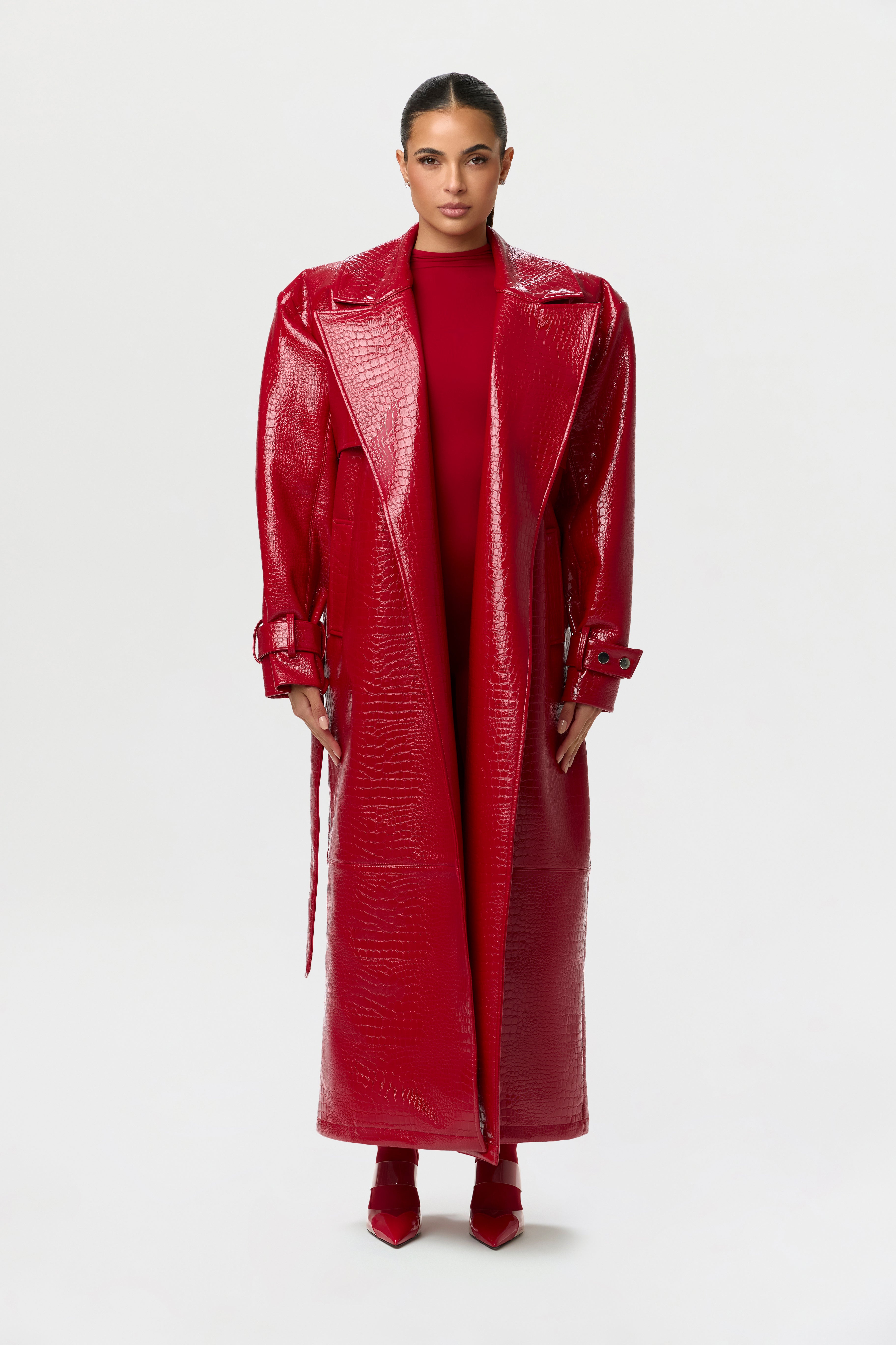 Vegan Leather Croc Trench Coat – Naked Wardrobe