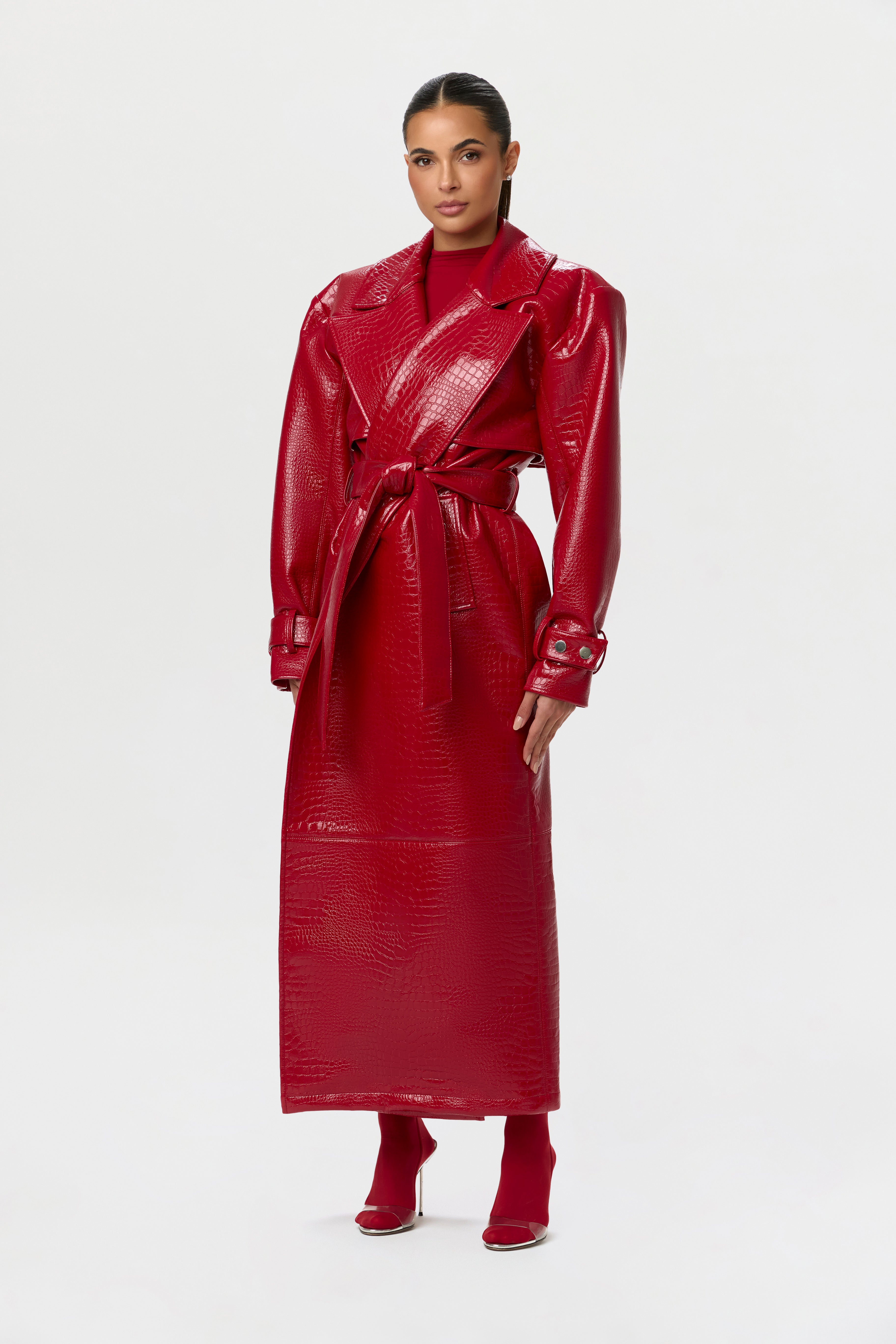 Vegan Leather Croc Trench Coat – Naked Wardrobe