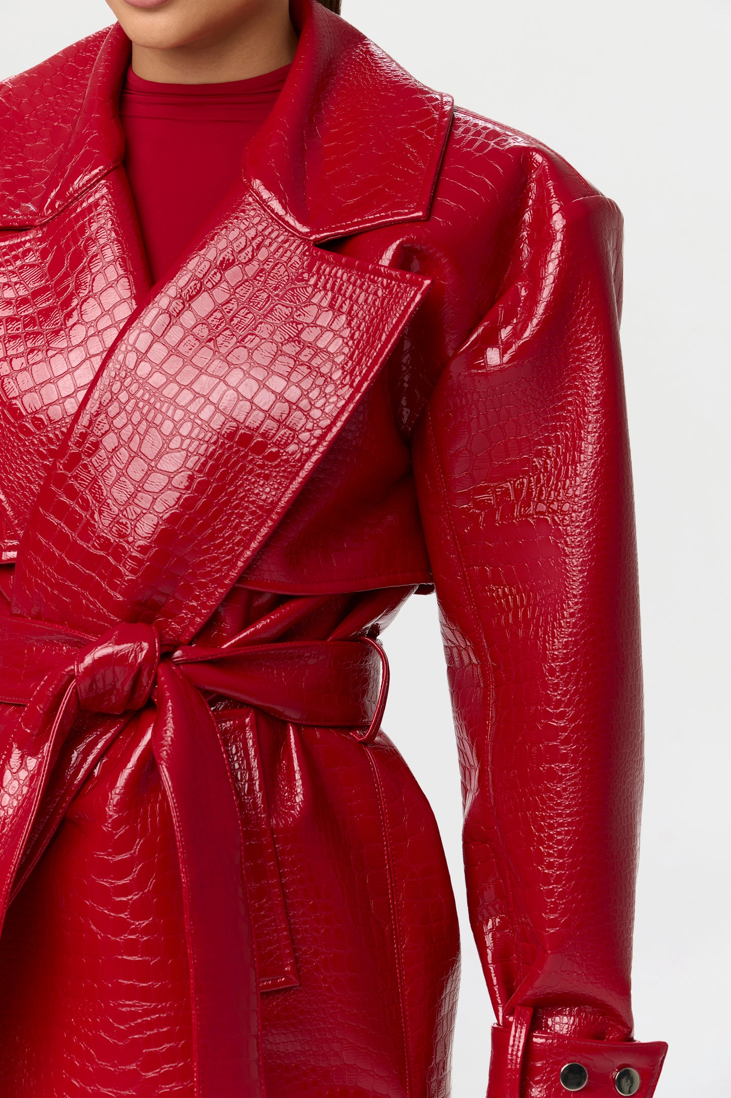 Vegan Leather Croc Trench Coat