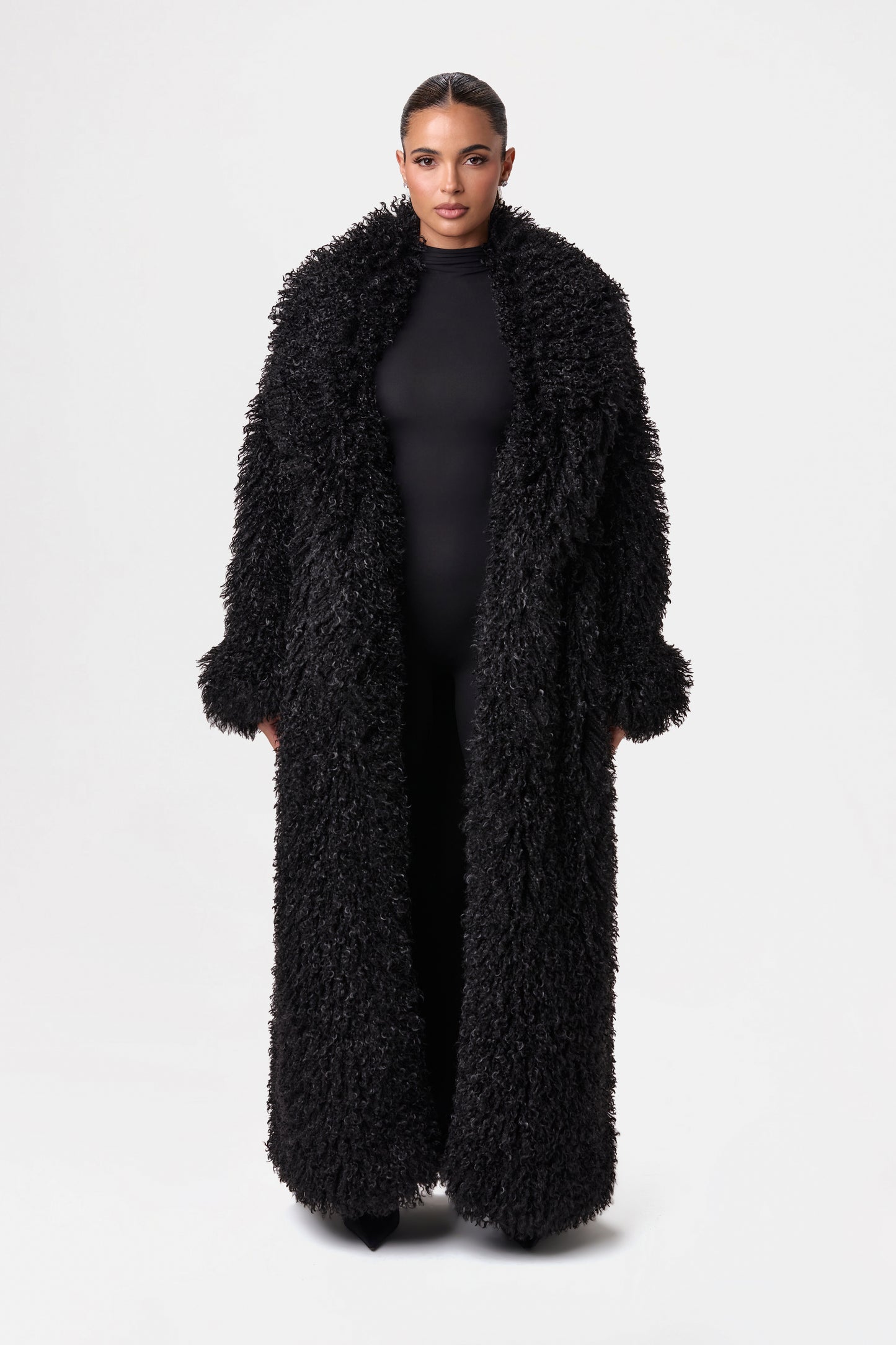 Faux Fur Plush Long Coat