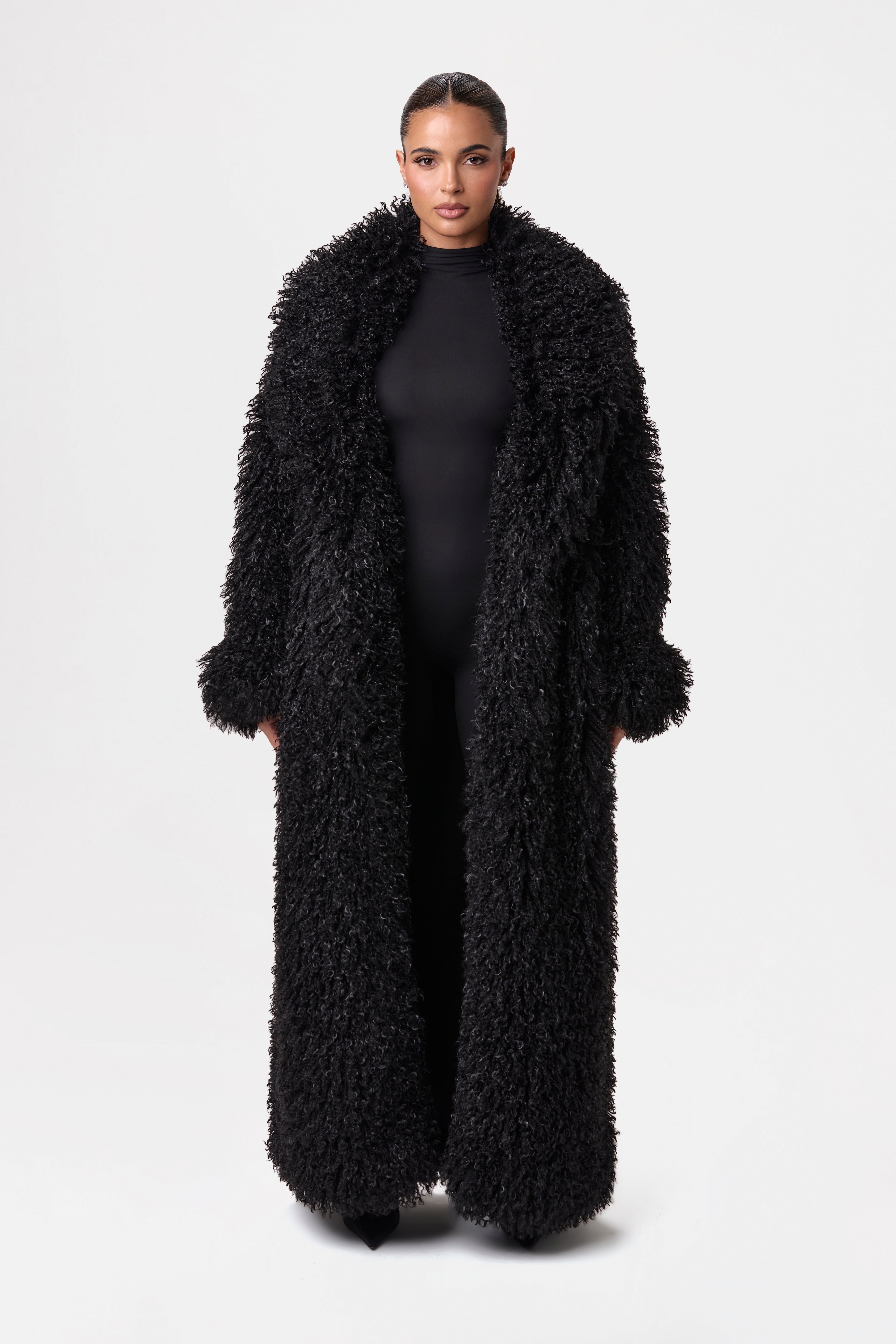 Faux Fur Plush Long Coat