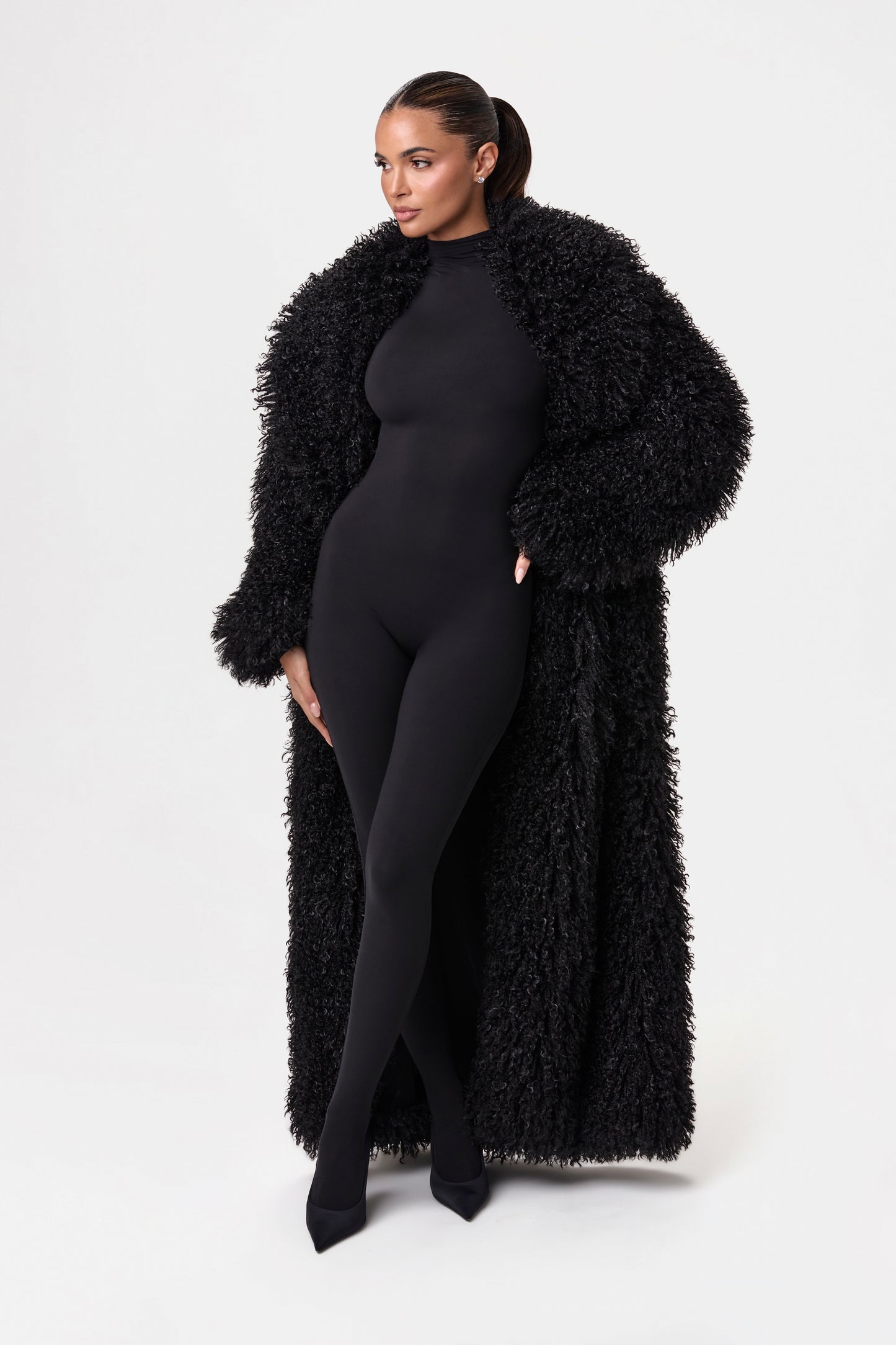 Faux Fur Plush Long Coat