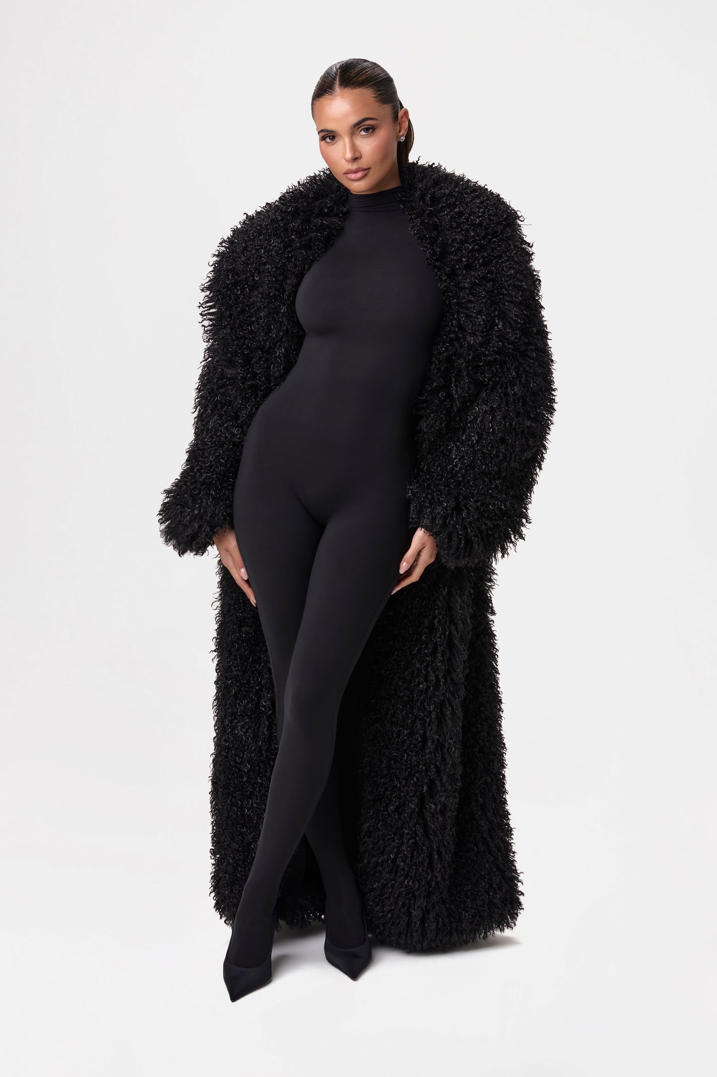 Faux Fur Plush Long Coat