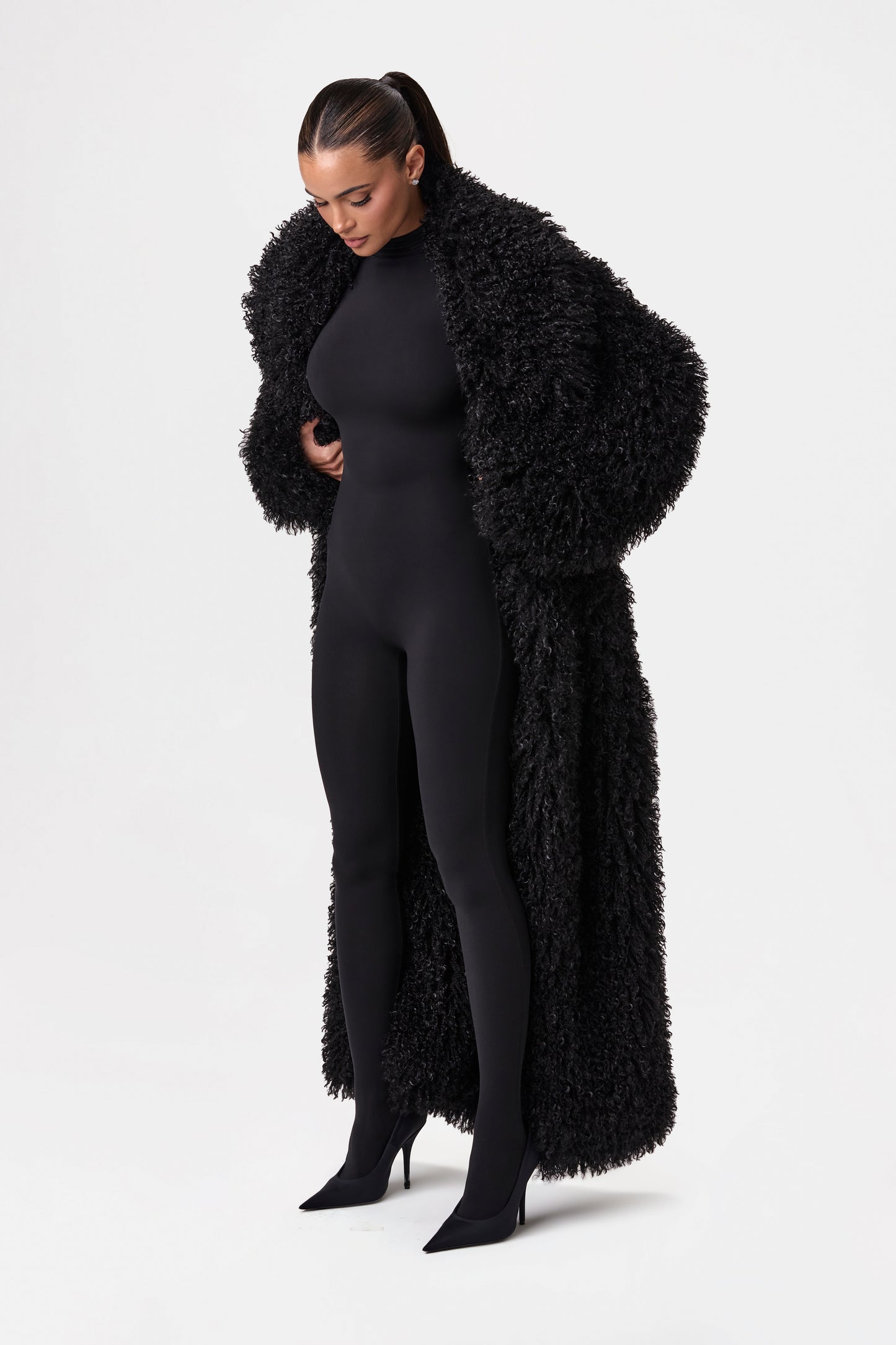 Faux Fur Plush Long Coat