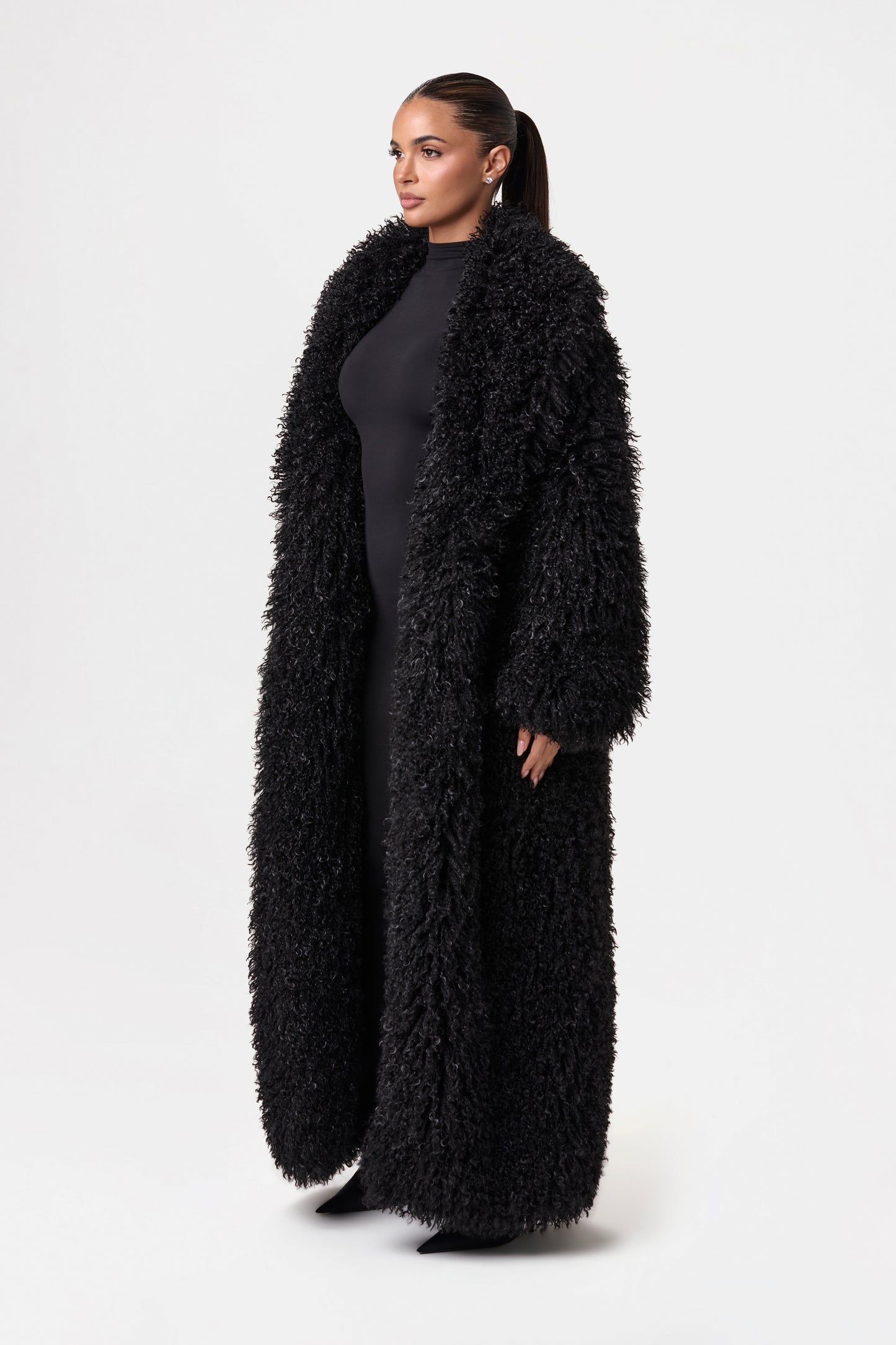 Faux Fur Plush Long Coat