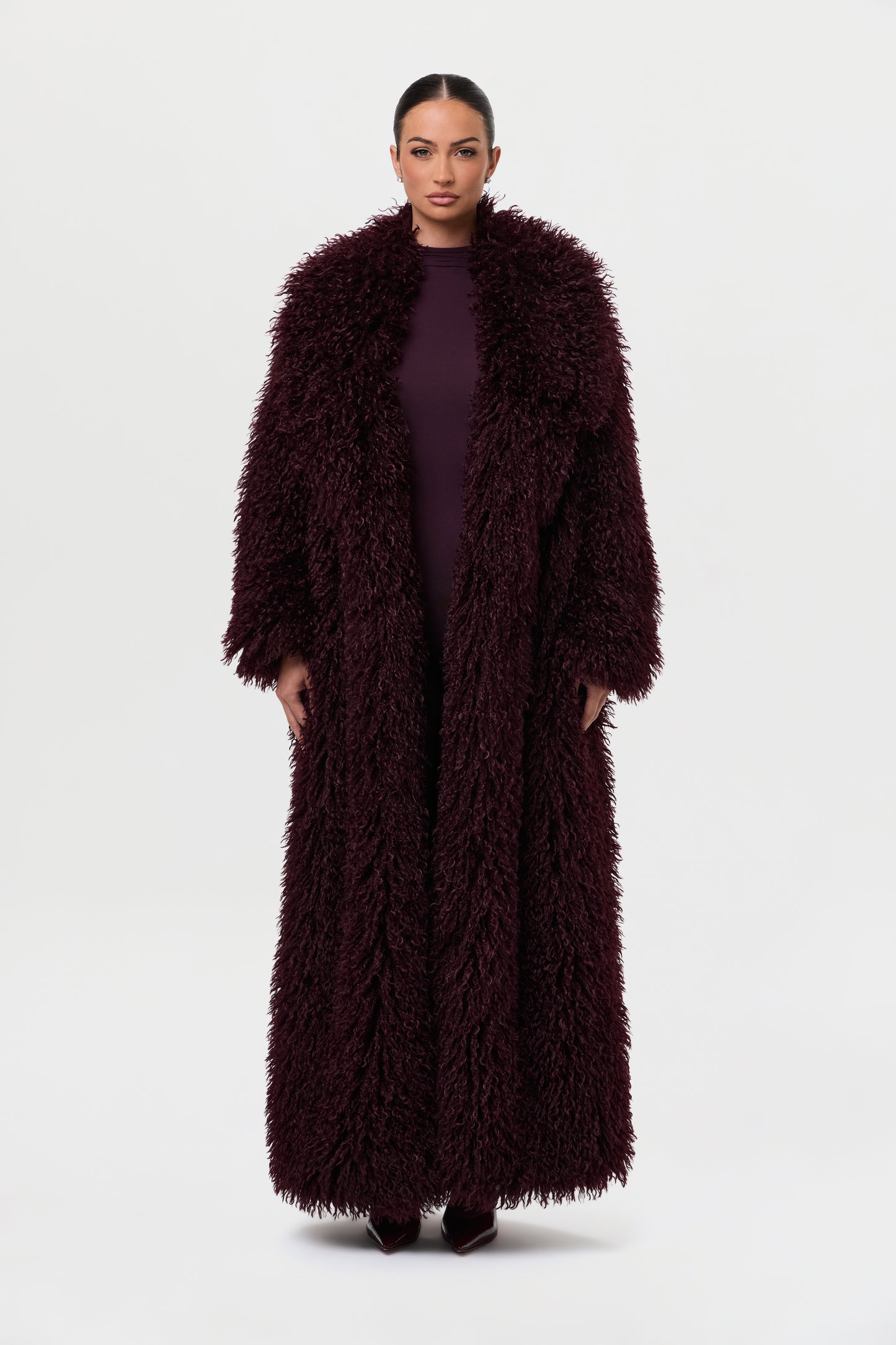 Faux Fur Plush Long Coat