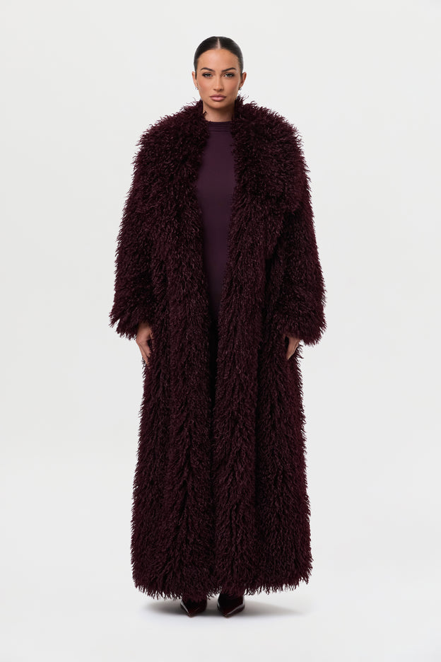 Faux Fur Plush Long Coat