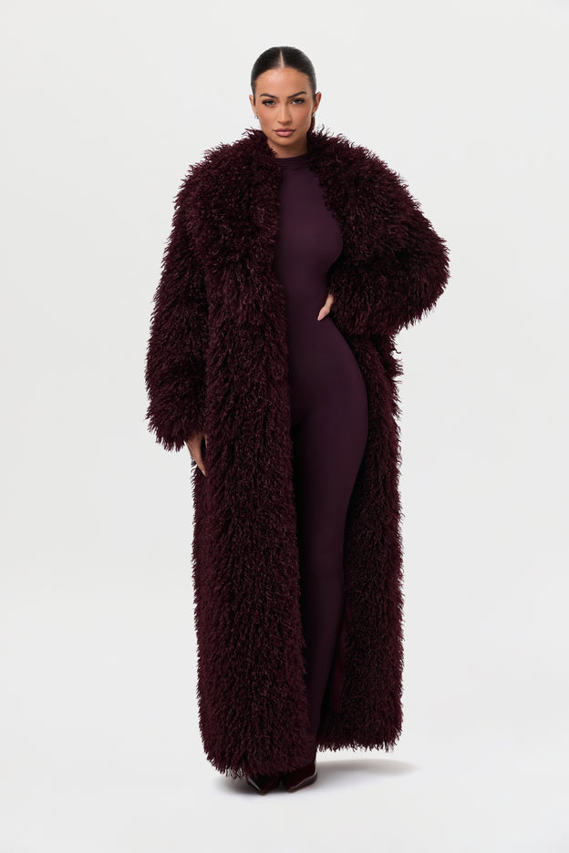 Faux Fur Plush Long Coat