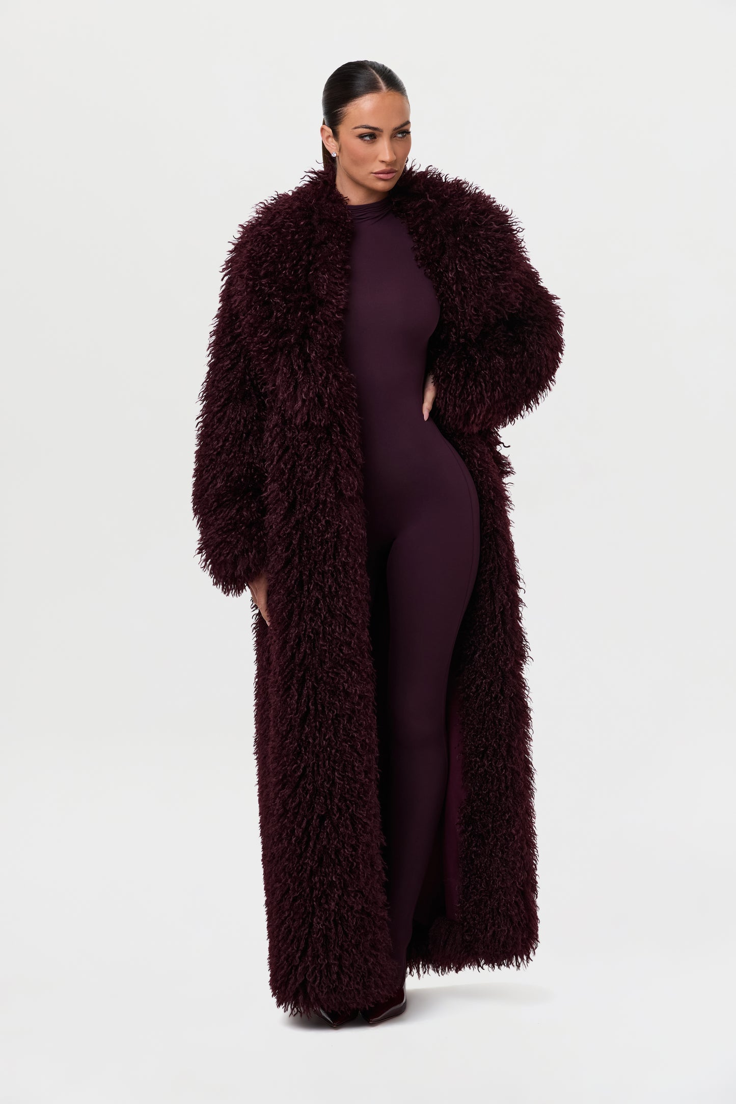 Faux Fur Plush Long Coat