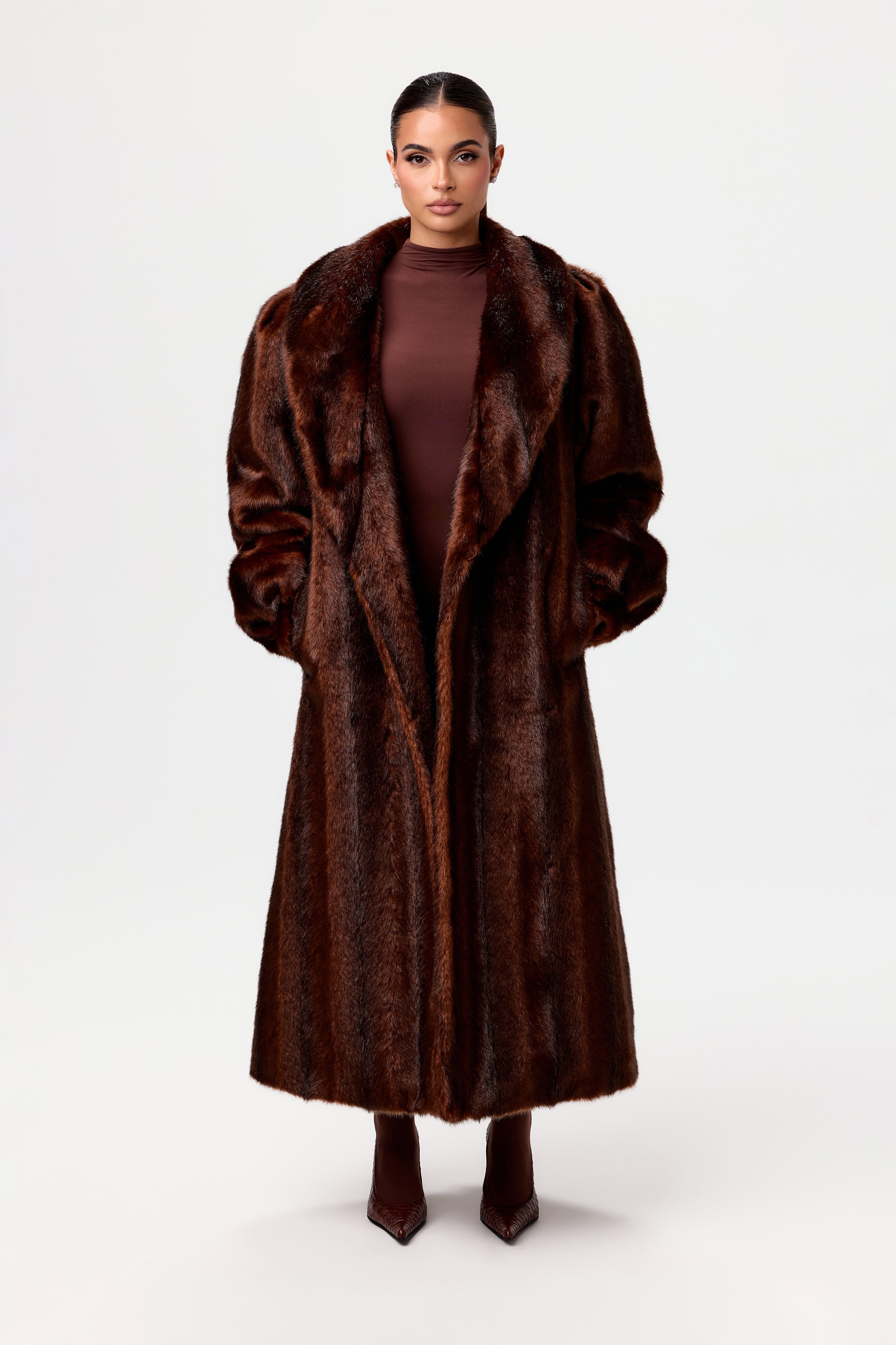 Faux Mink Long Coat