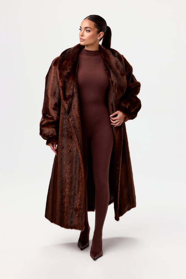 Faux Mink Long Coat
