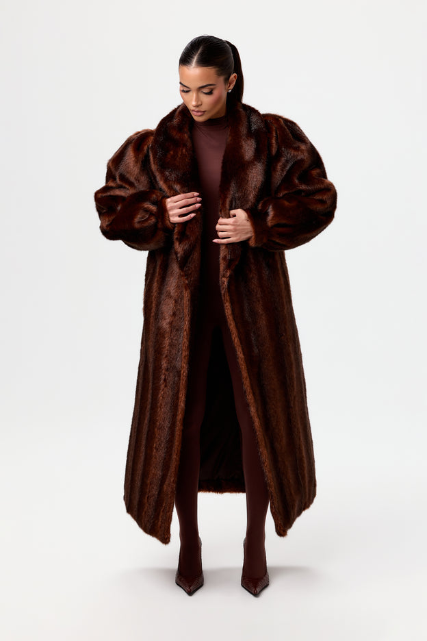 Faux Mink Long Coat