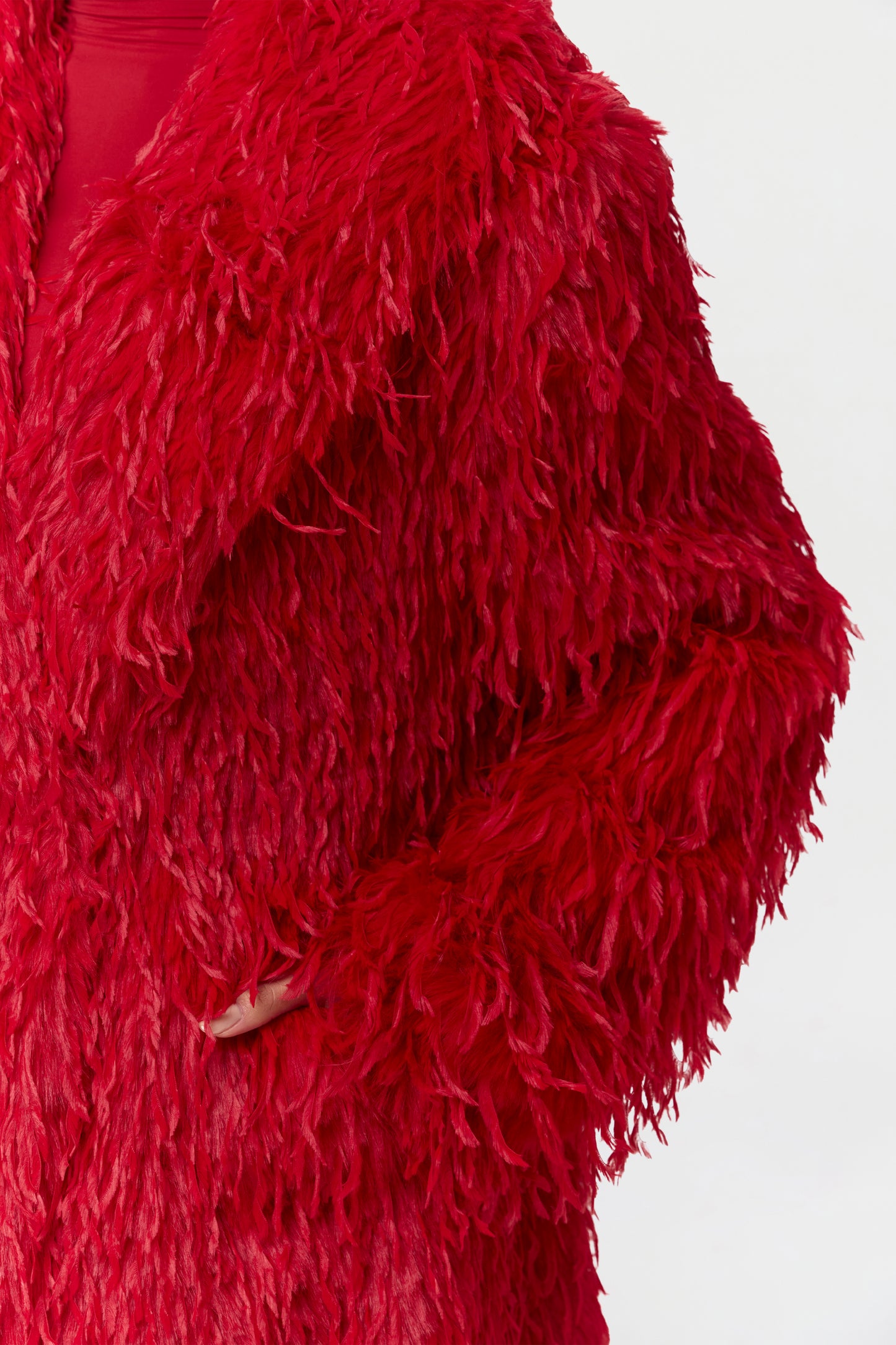 Faux Feather Long Coat