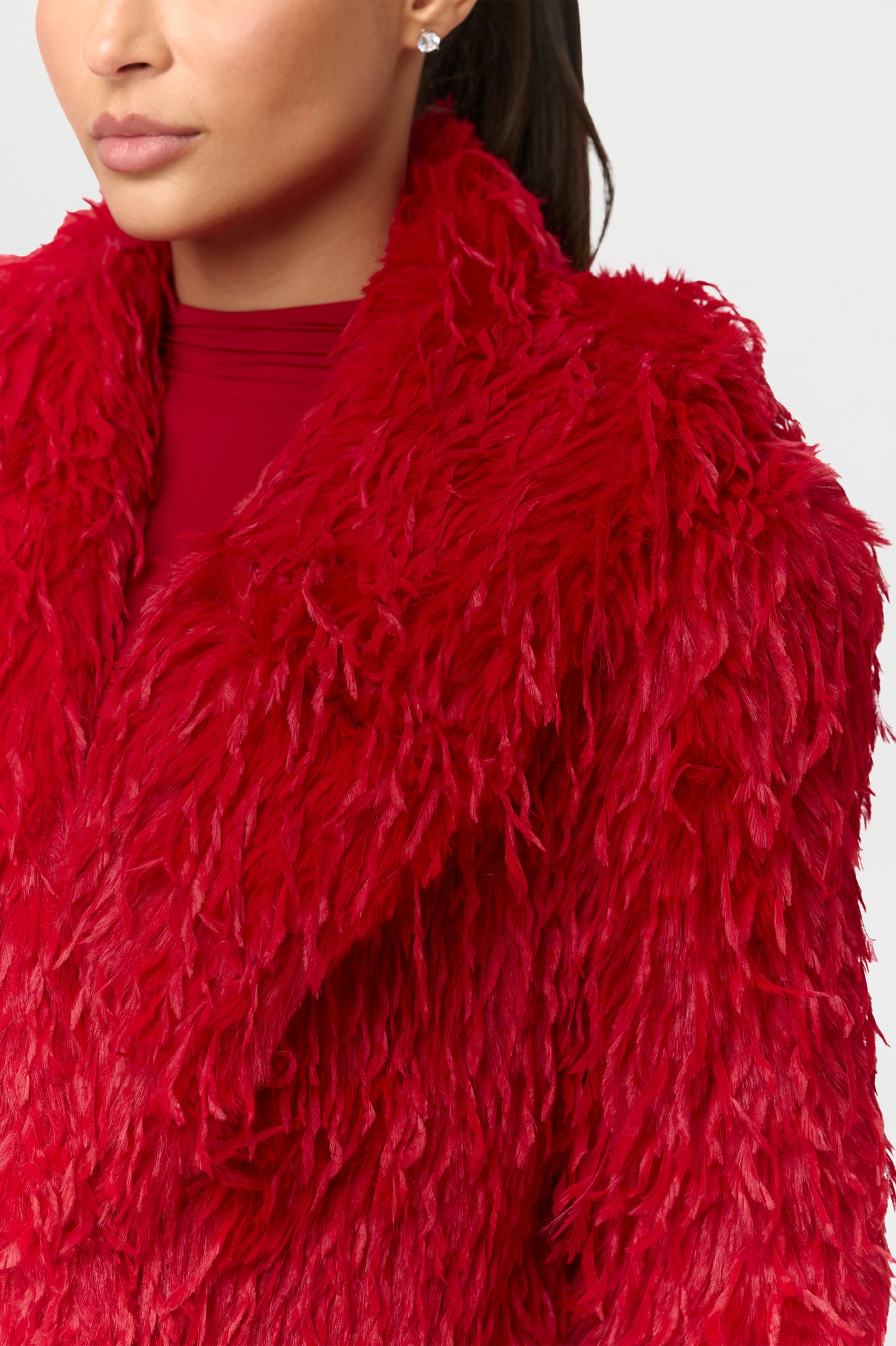 Faux Feather Long Coat