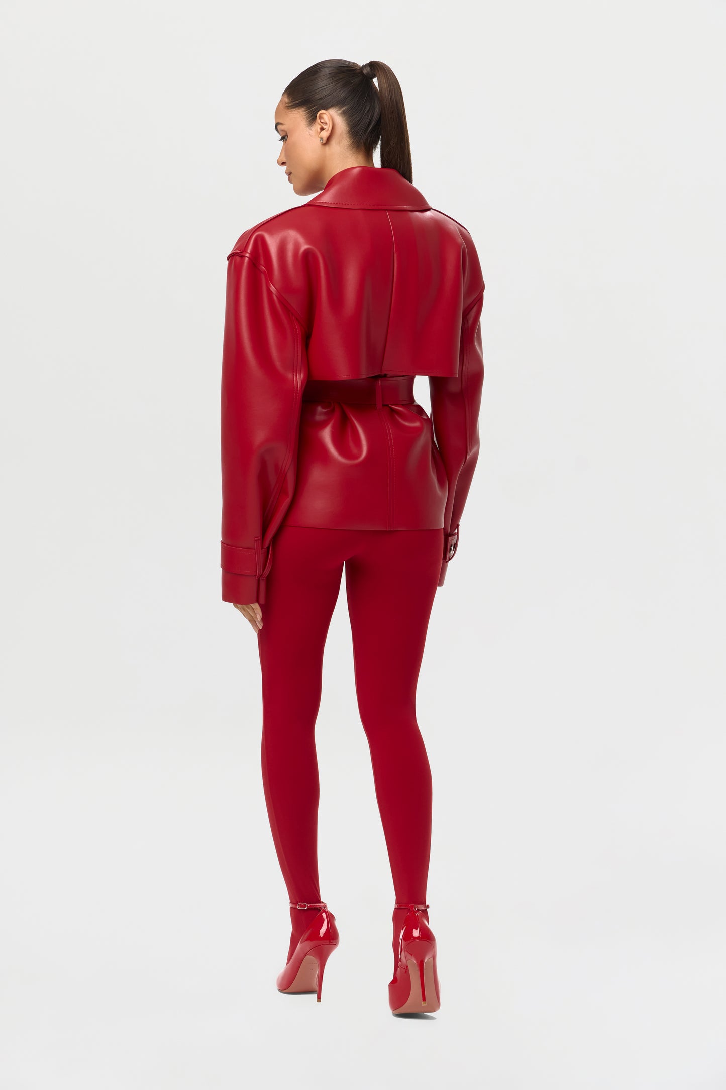 Vegan Leather Cropped Trench Jacket