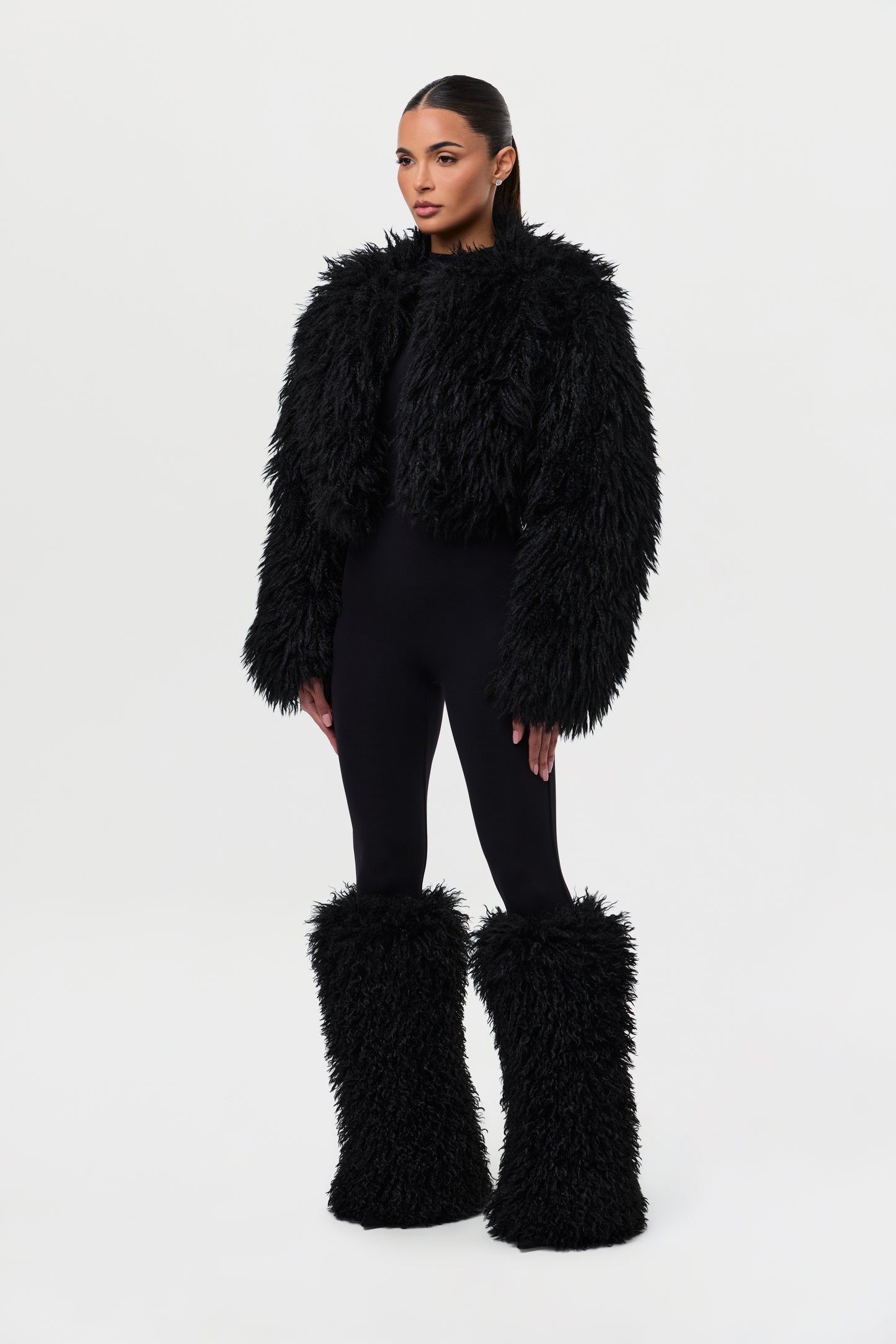 Faux Fur Plush Cropped Jacket