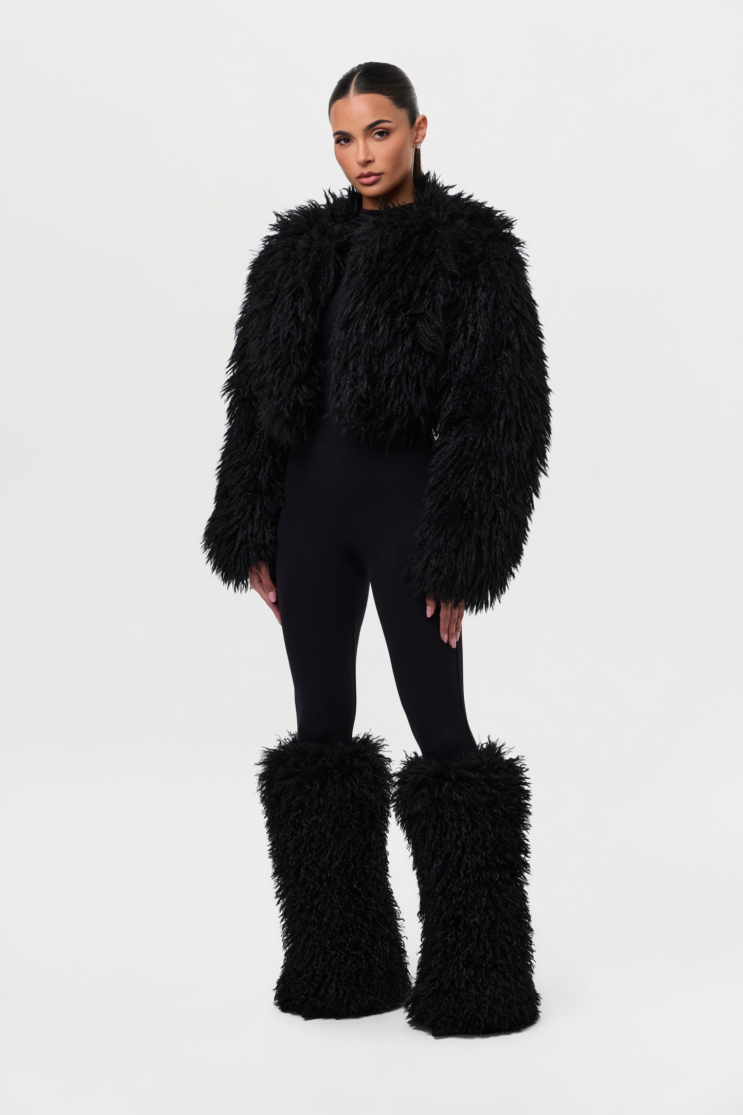 Faux Fur Plush Cropped Jacket