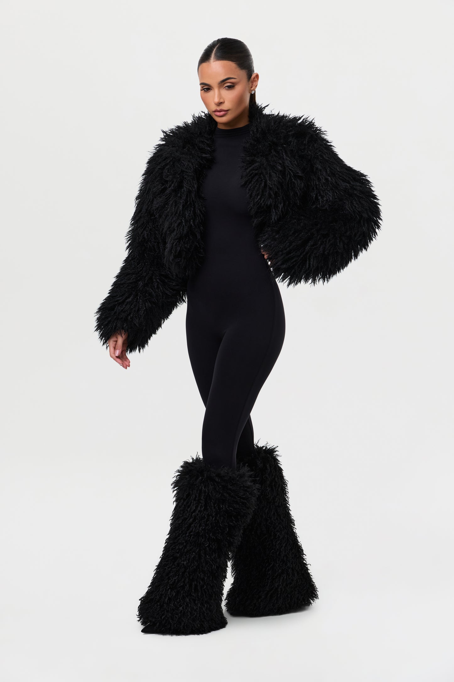 Faux Fur Plush Cropped Jacket