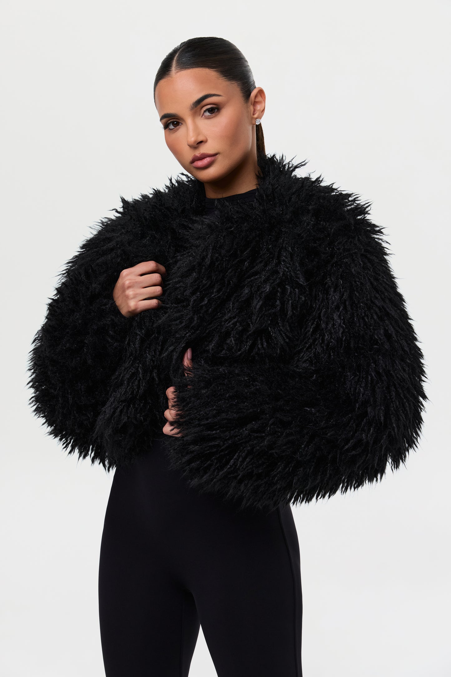 Faux Fur Plush Cropped Jacket
