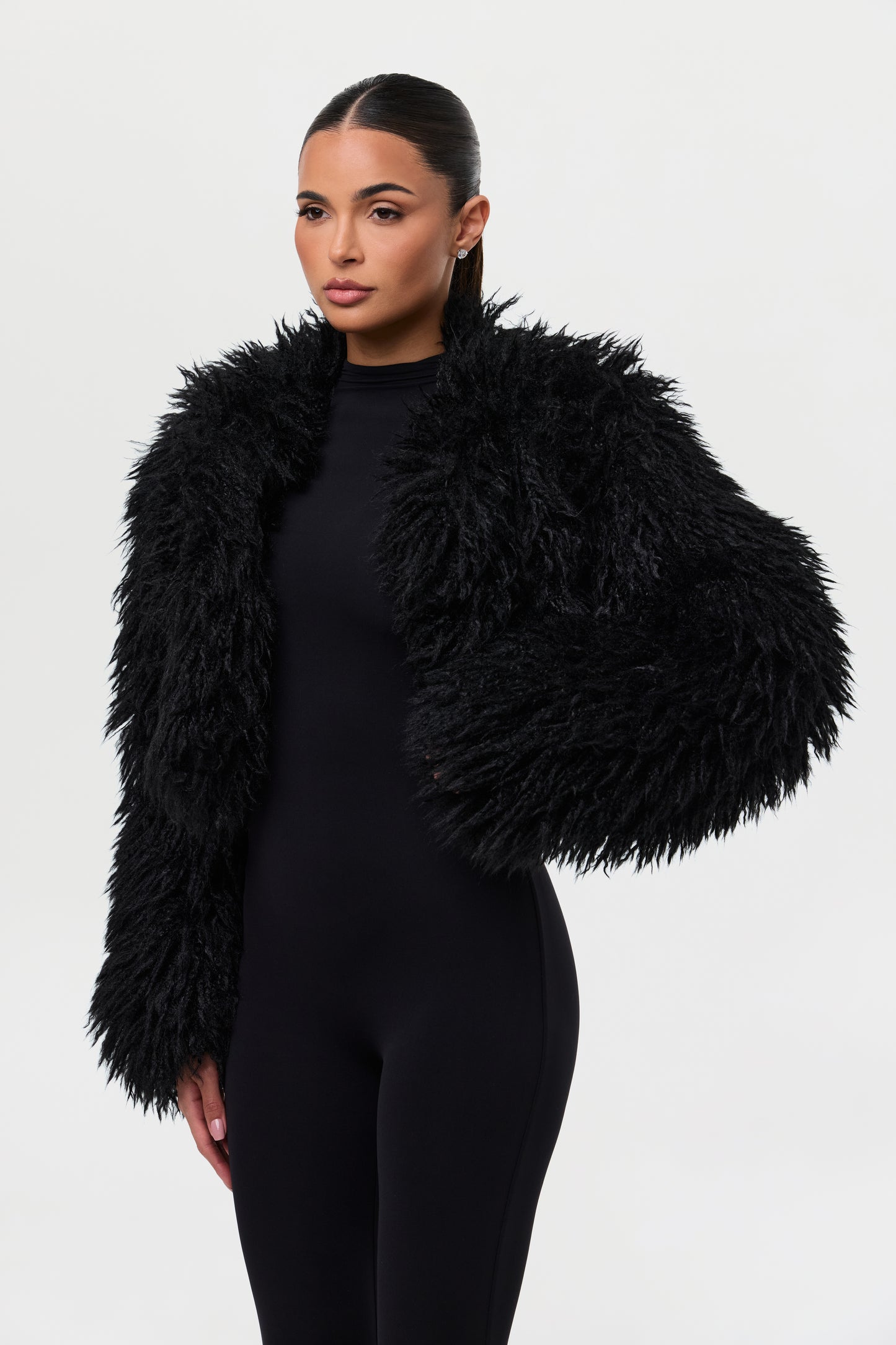 Faux Fur Plush Cropped Jacket