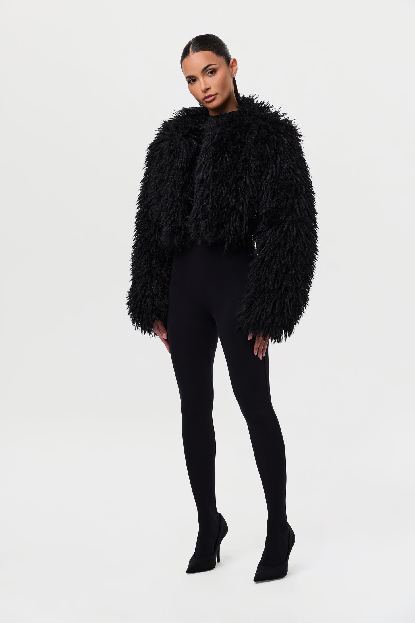 Faux Fur Plush Cropped Jacket