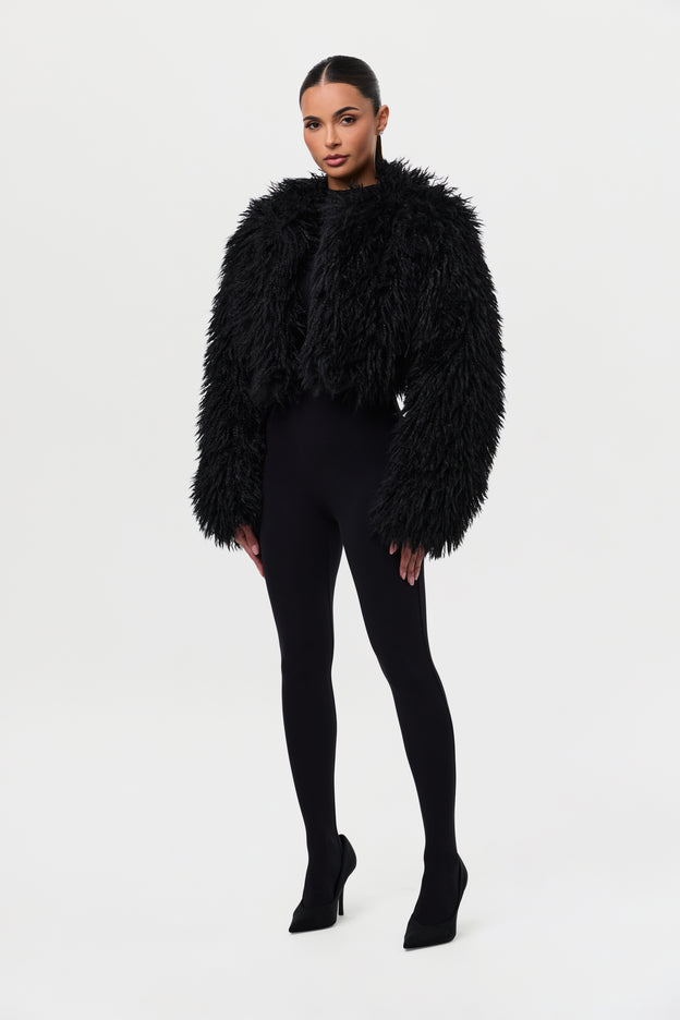Faux Fur Plush Cropped Jacket