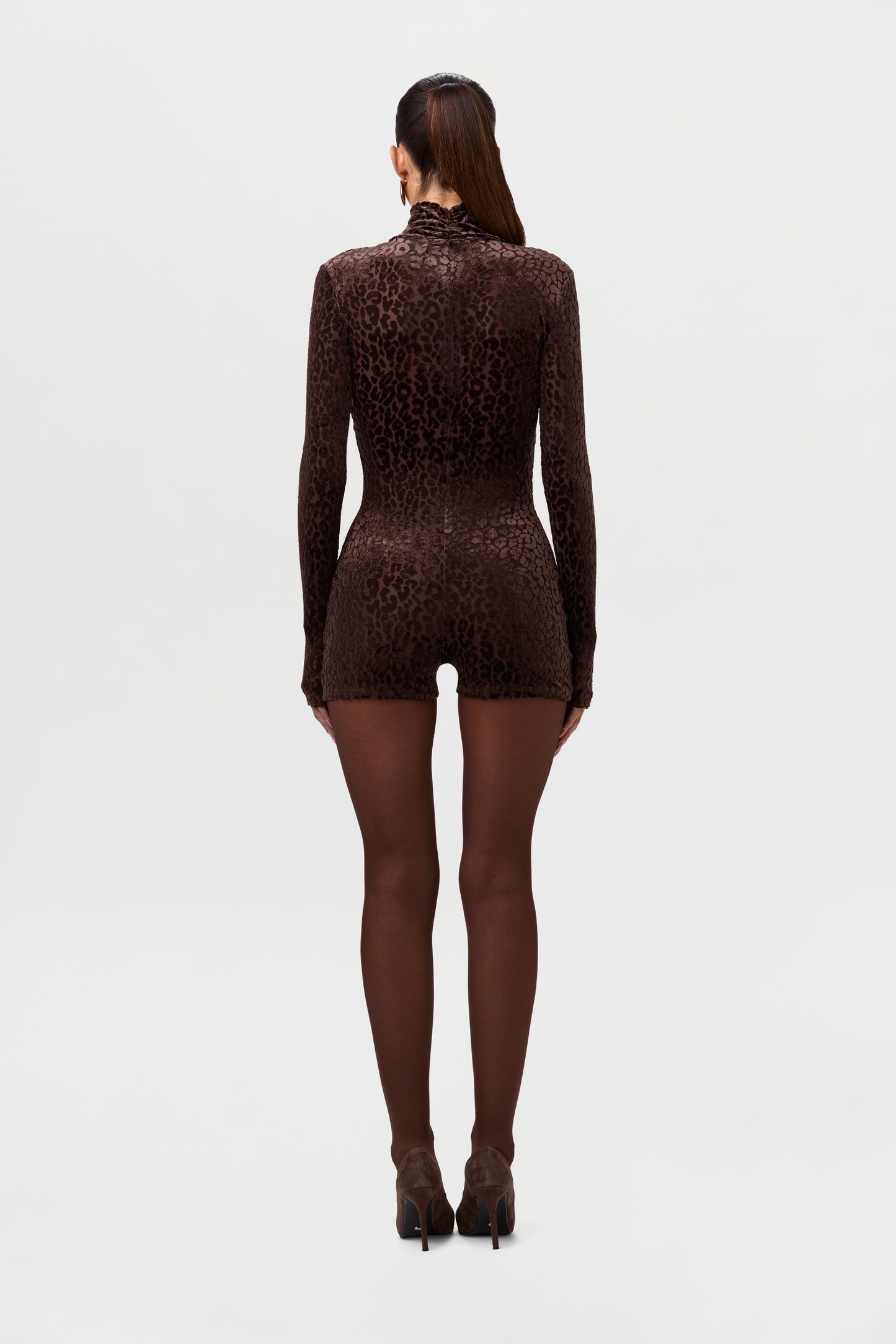 Burnout Print Turtleneck Romper