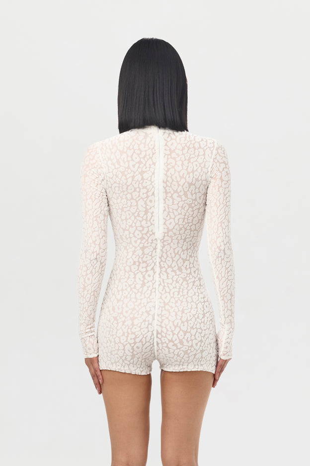 Burnout Print Turtleneck Romper