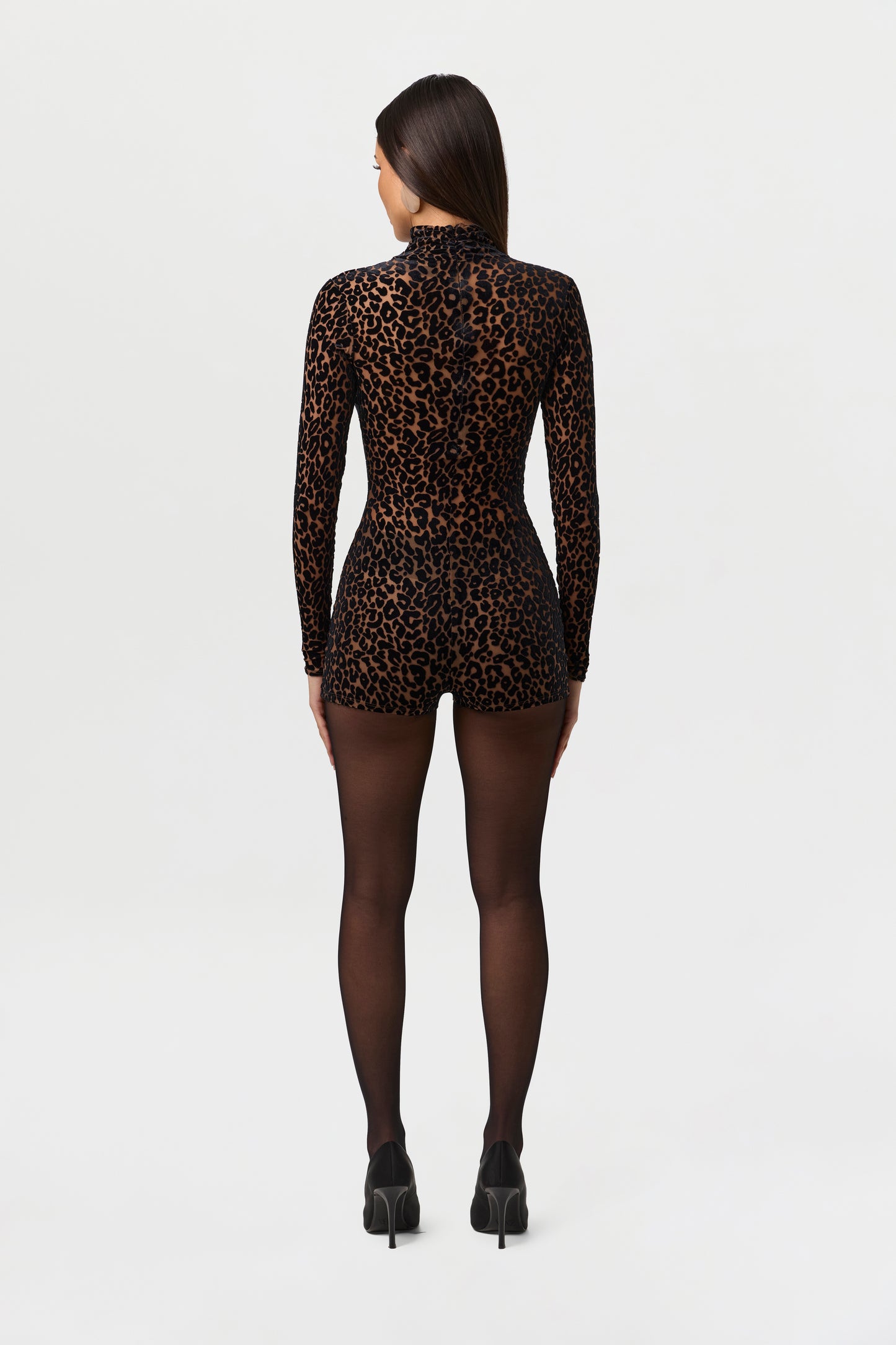 Burnout Print Turtleneck Romper