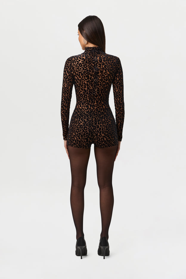 Burnout Print Turtleneck Romper