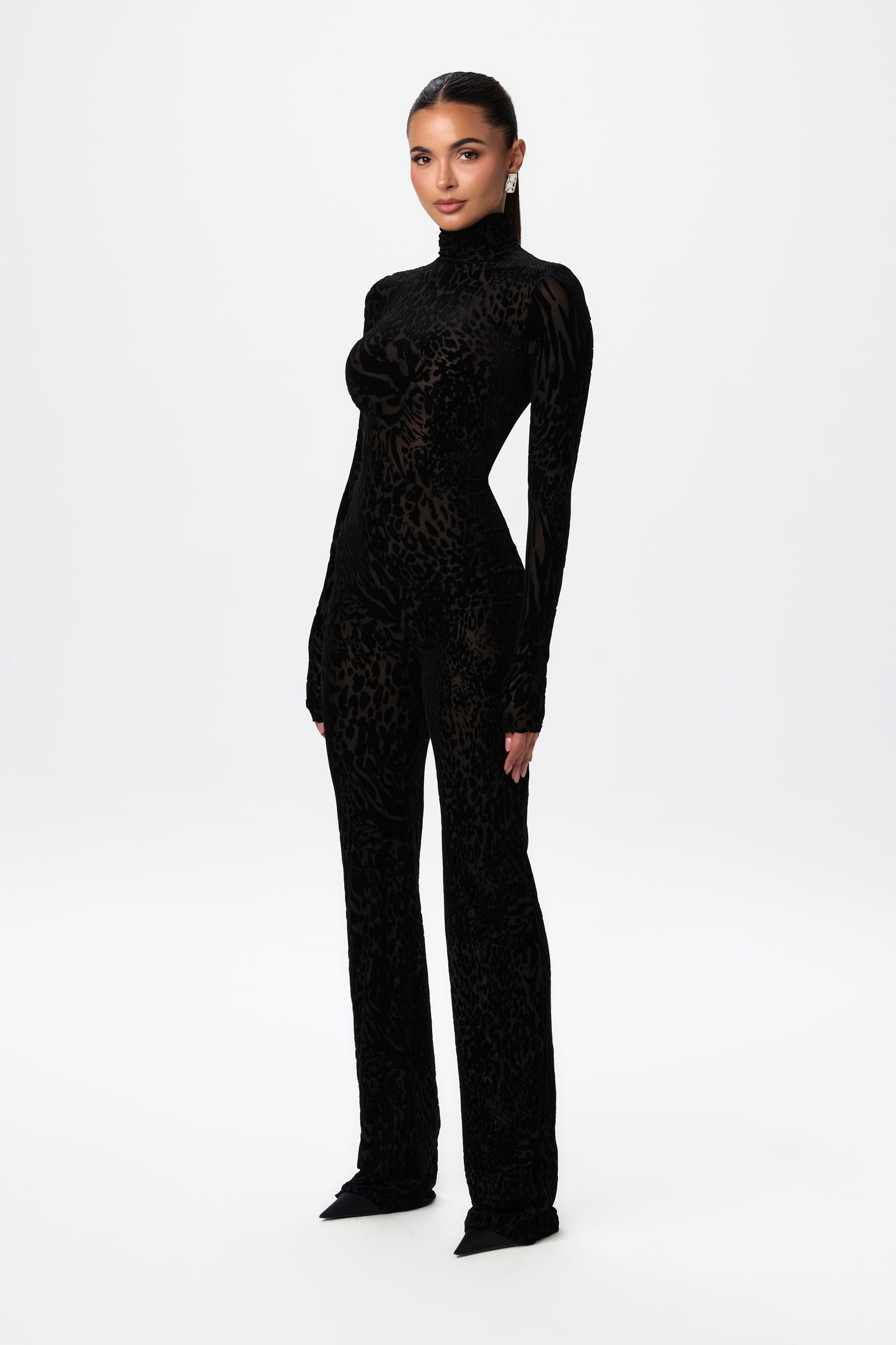 Velvet Burnout Animal Print Jumpsuit